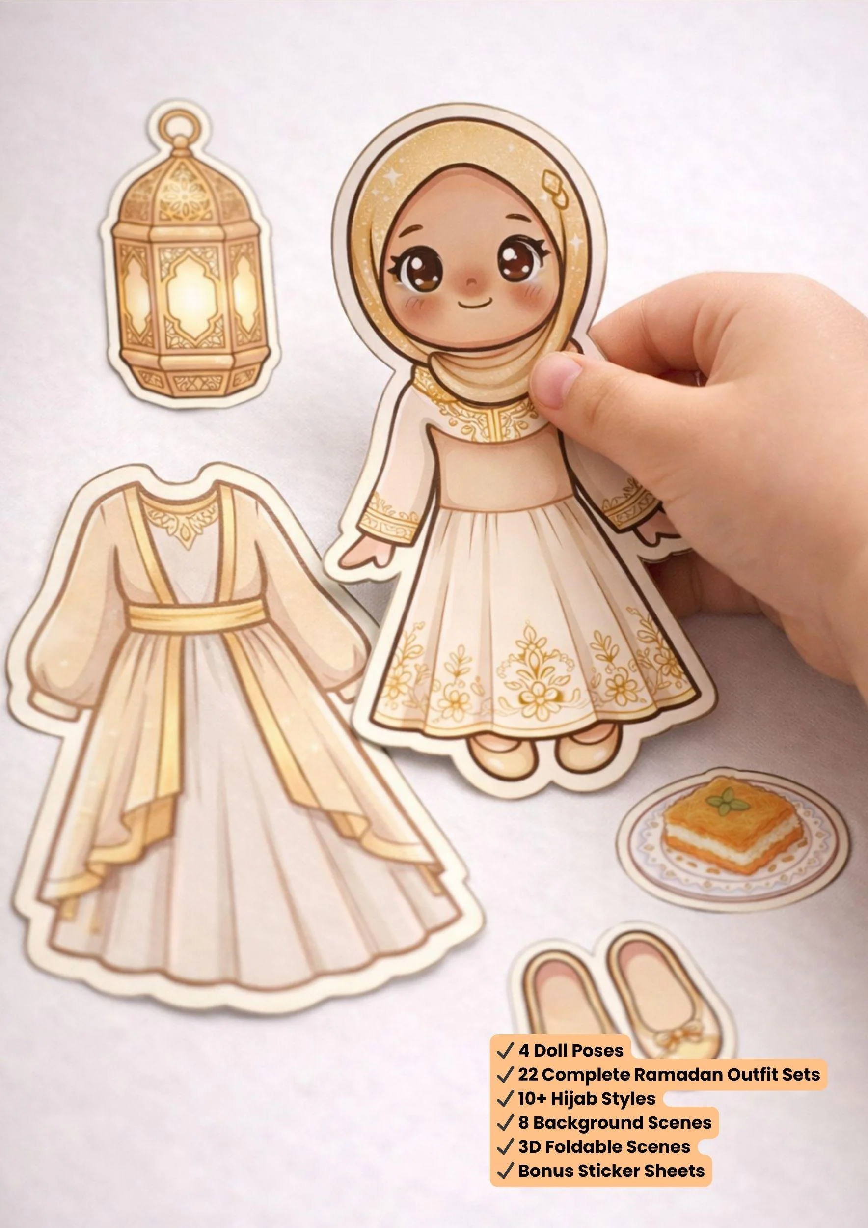 Ramadan Paper Doll | Muslim Dress Up Doll Printable | Hijab Doll for Girls | Islamic Activity PDF | Busy Book 47 Pages - image 2
