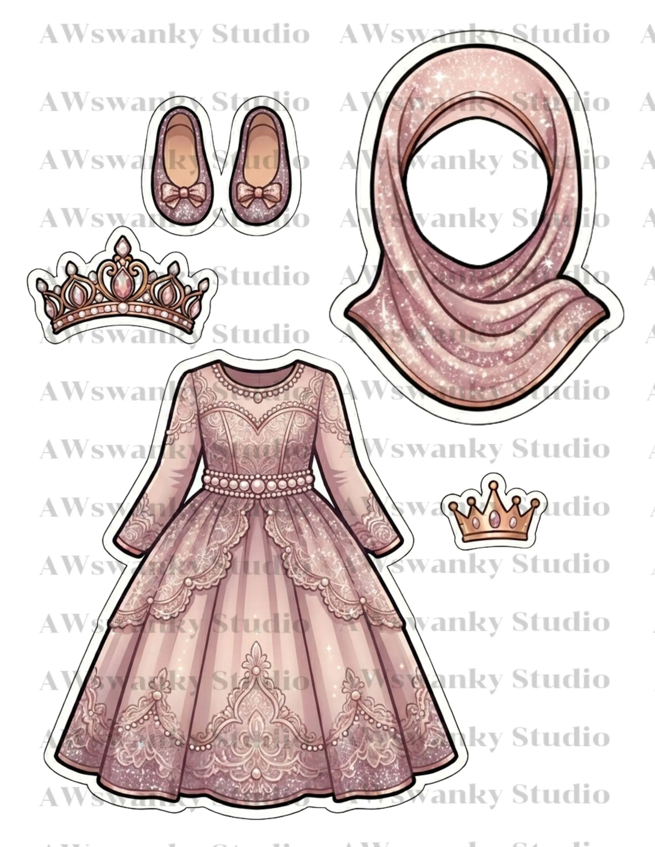 Muslim Paper Doll Printable, Islamic Princess Dress Up, Kids Activity PDF, Ramadan Toy, Hijab Doll Set, Instant Download - image 2