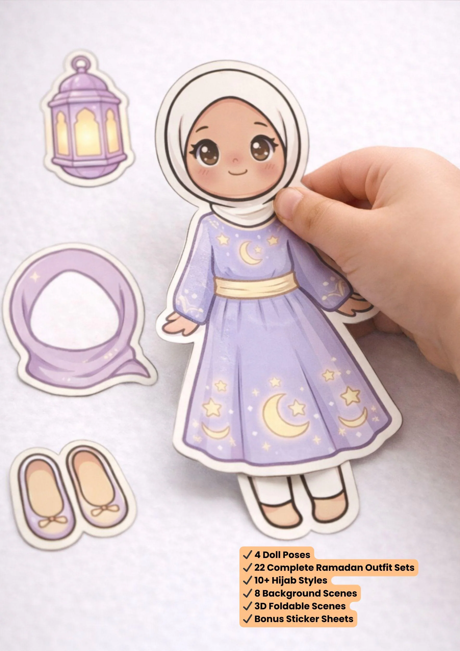 Ramadan Paper Doll | Muslim Dress Up Doll Printable | Hijab Doll for Girls | Islamic Activity PDF | Busy Book 47 Pages - image 3