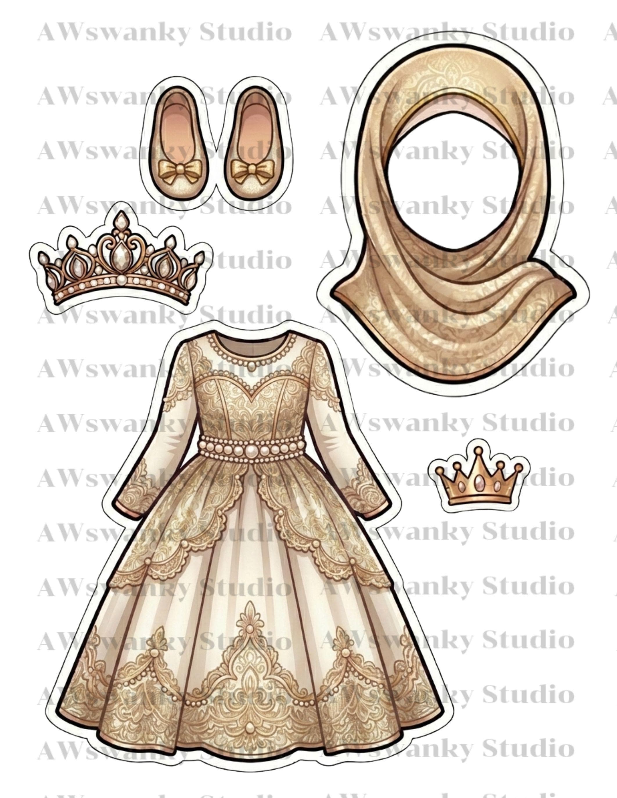 Muslim Paper Doll Printable, Islamic Princess Dress Up, Kids Activity PDF, Ramadan Toy, Hijab Doll Set, Instant Download - image 3