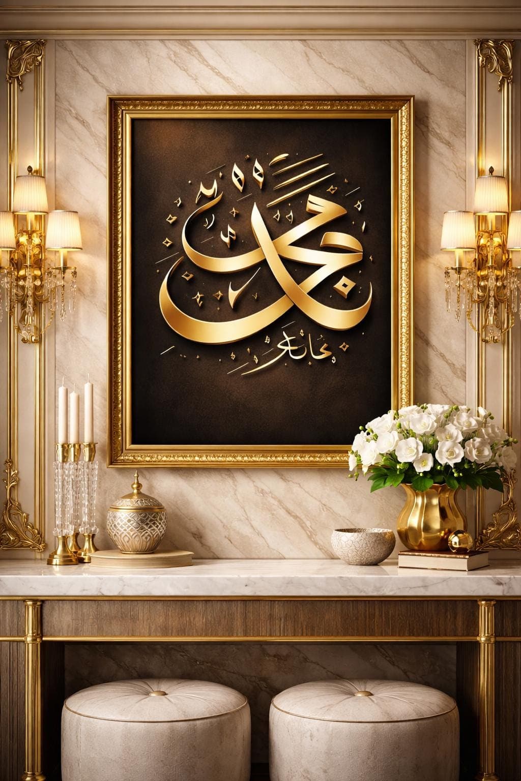 Islamic Wall Art | Arabic Calligraphy Muhammad ﷺ | Gold Islamic Home Decor | Portrait Digital Download - image 3
