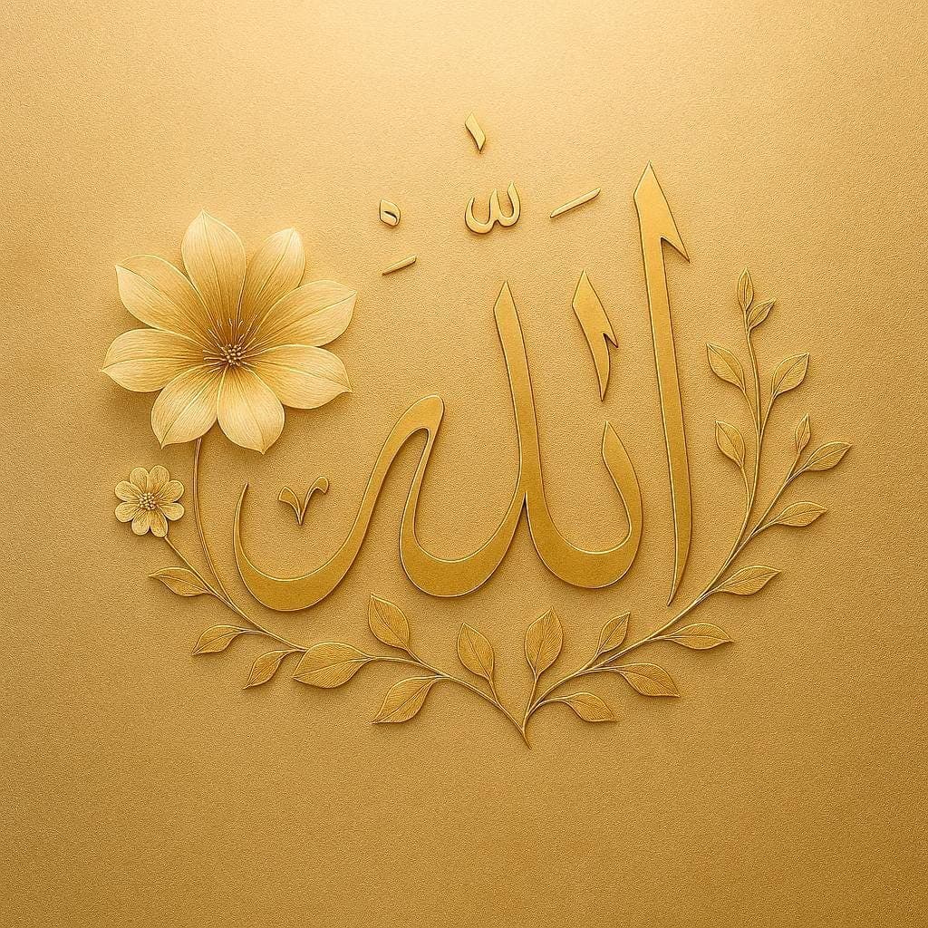 Gold Allah Islamic Calligraphy Art | Minimalist Muslim Home Decor (Digital Download)