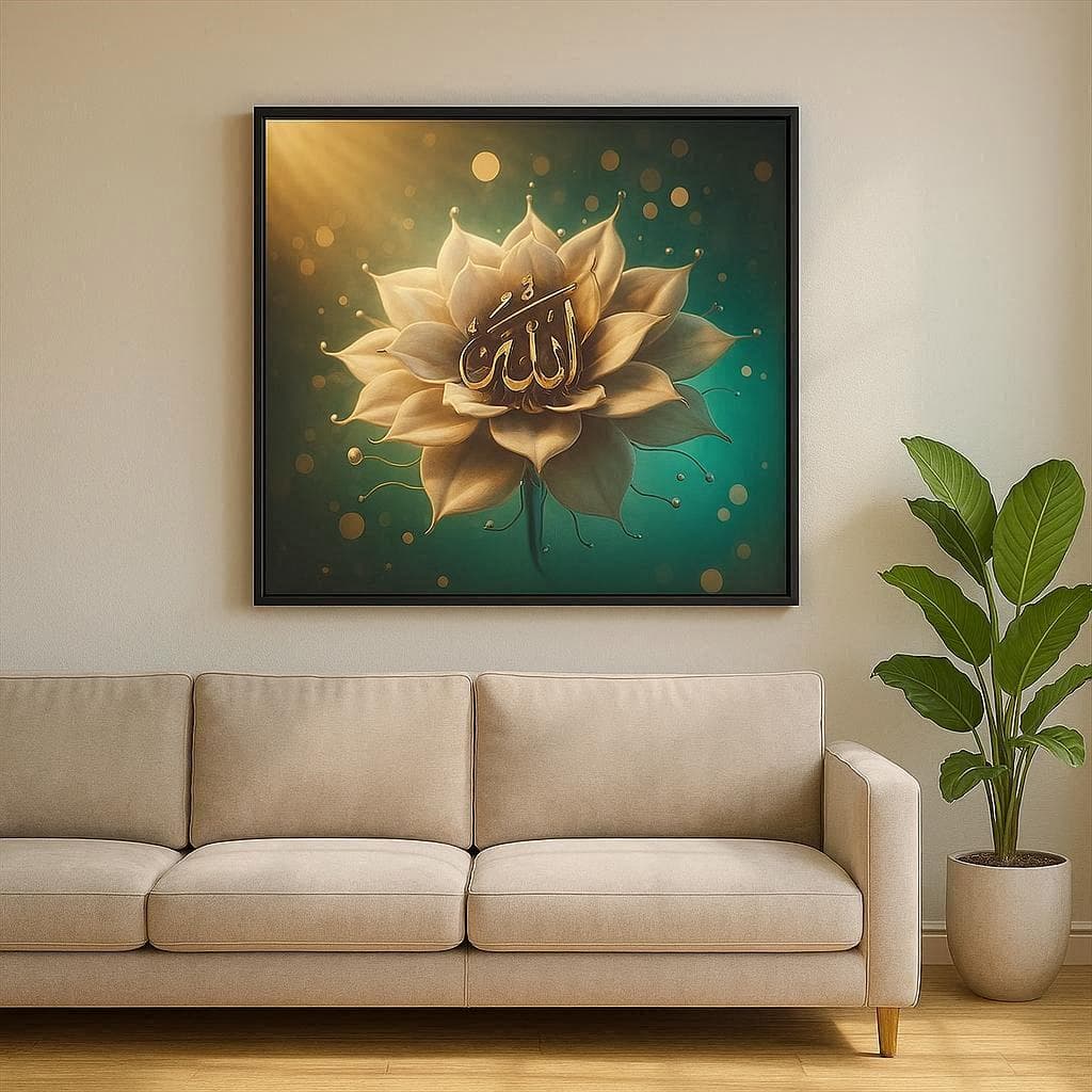 Floral Allah Name Arabic Calligraphy Art Print | Islamic Wall Decor | Digital Download - image 4
