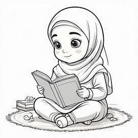 Islamic Coloring Book for Kids | Hijab Girl Printable PDF | Ramadan Activity Pages - image 4