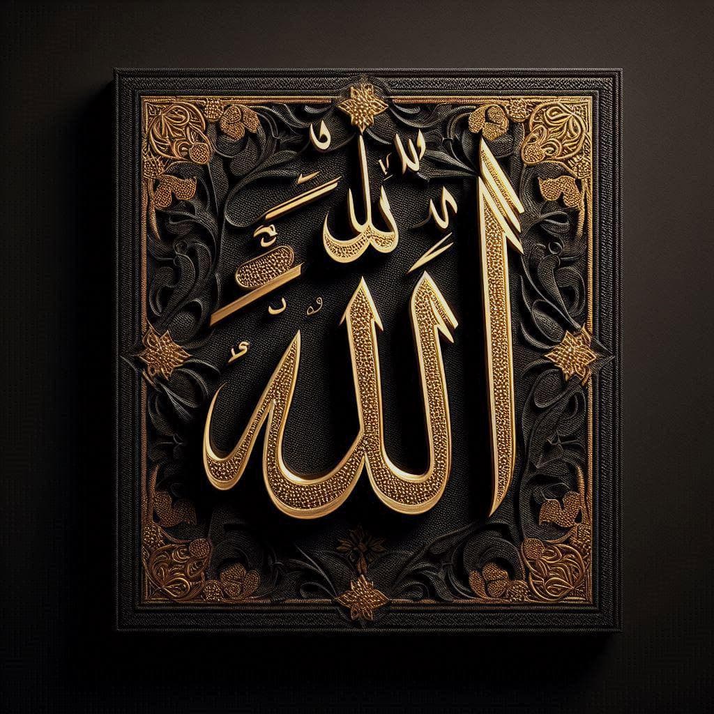 Gold Allah Calligraphy Art Print | Minimalist Islamic Wall Decor | Digital Download