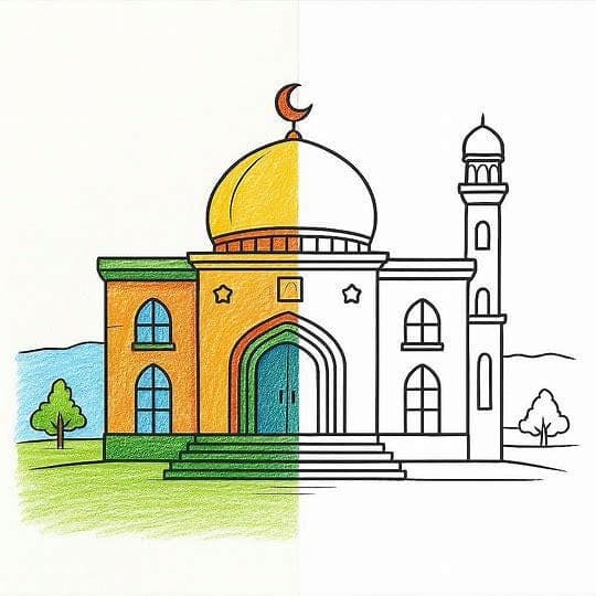 Mosque Coloring Book for Kids | Islamic Architecture Activity Pages (Digital Download) - image 4