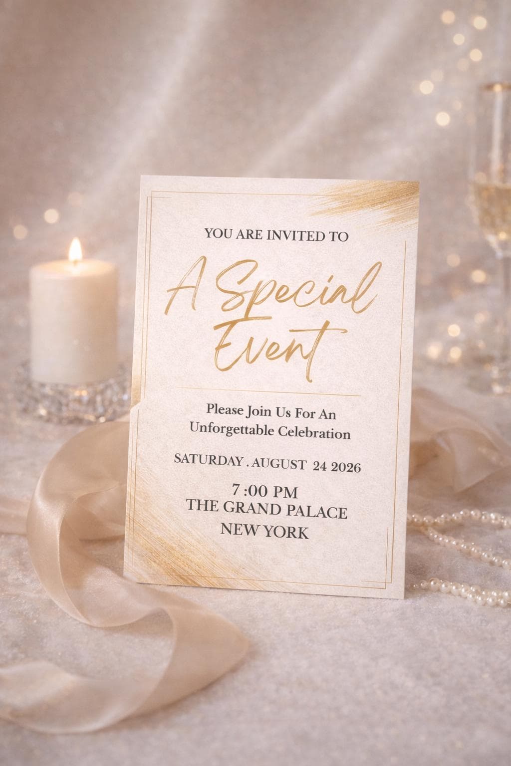 Elegant Gold Event Invitation Template, Birthday Anniversary Party Invite (Digital Download) - image 5