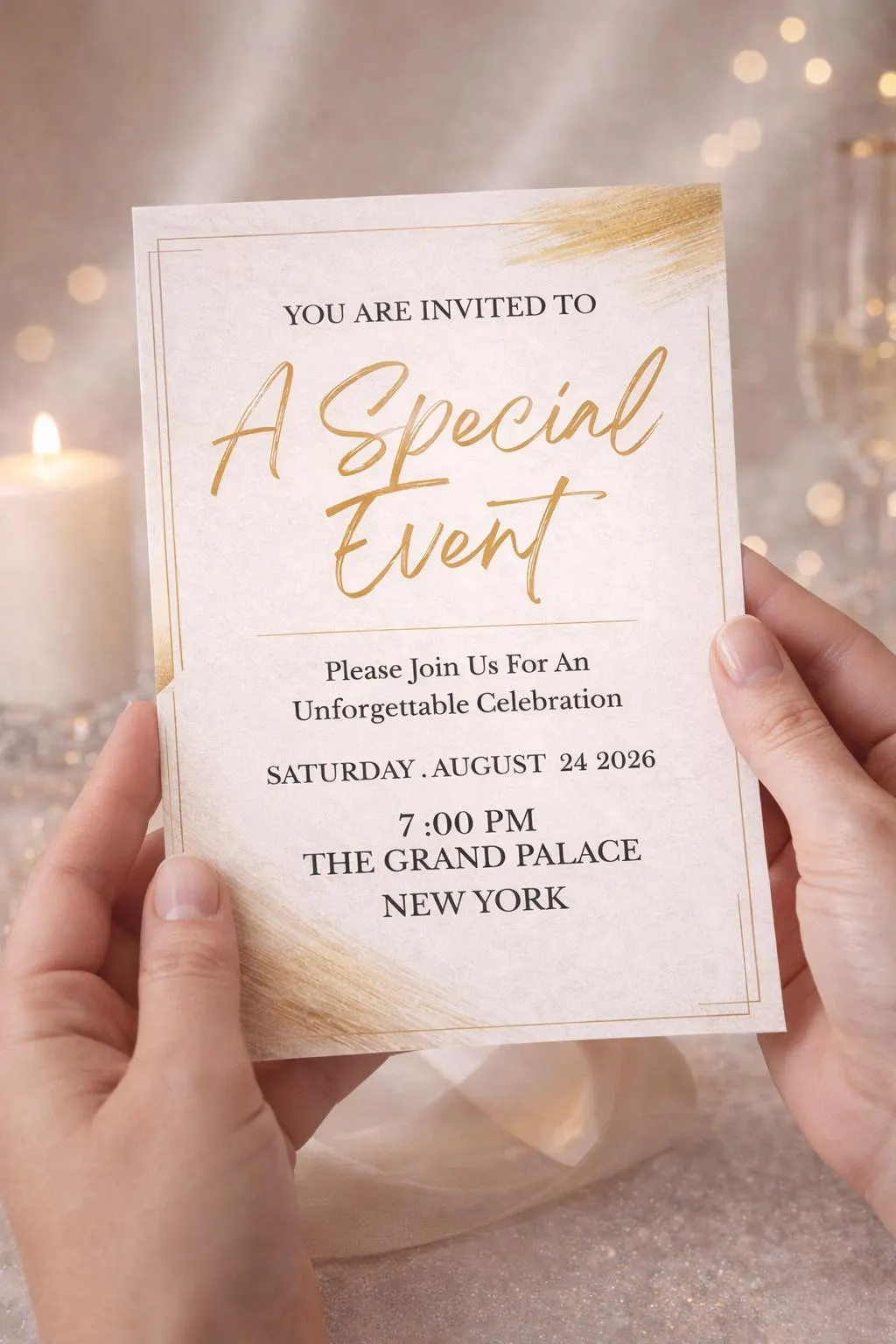 Elegant Gold Event Invitation Template, Birthday Anniversary Party Invite (Digital Download) - image 3