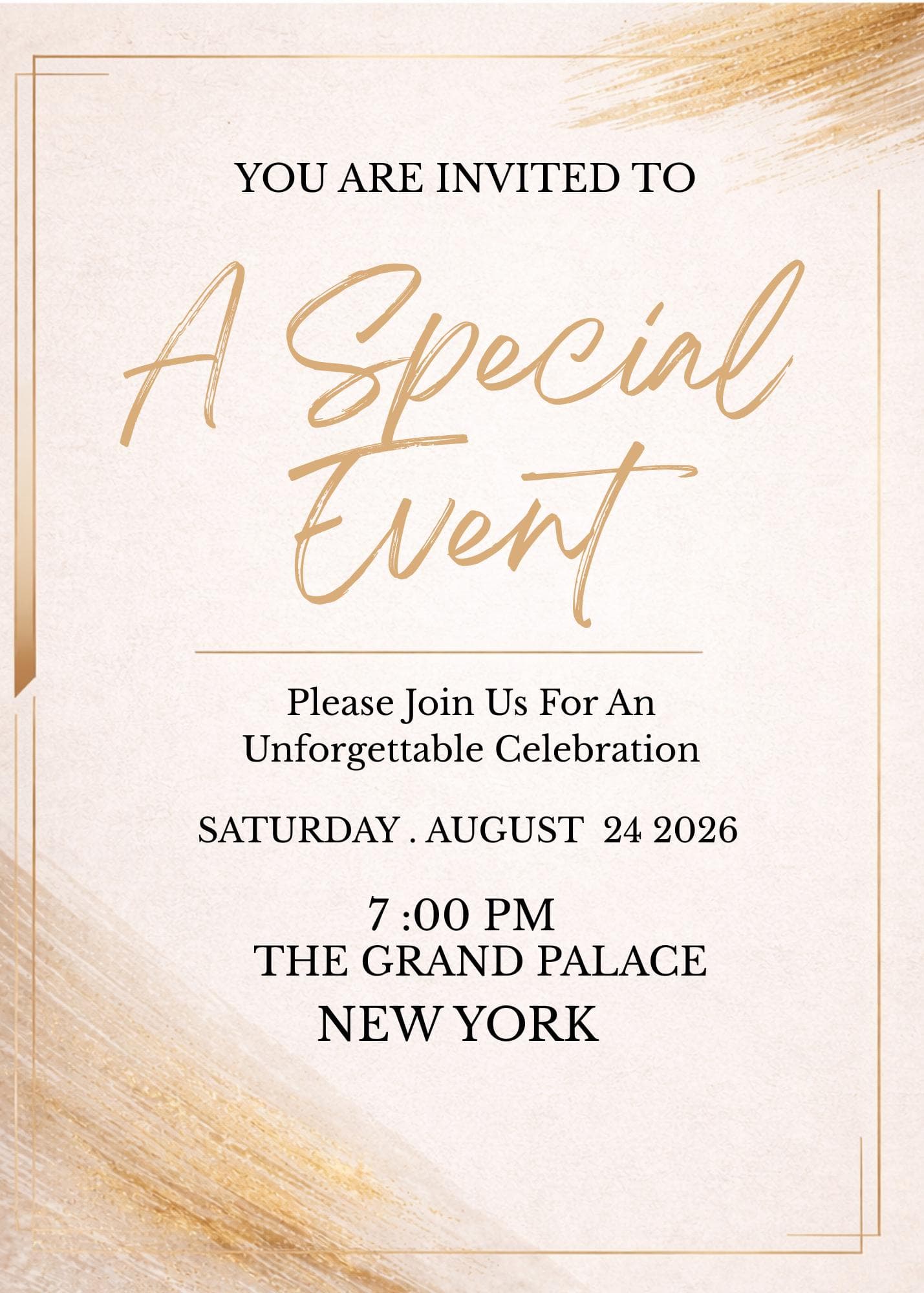 Elegant Gold Event Invitation Template, Birthday Anniversary Party Invite (Digital Download) - image 4