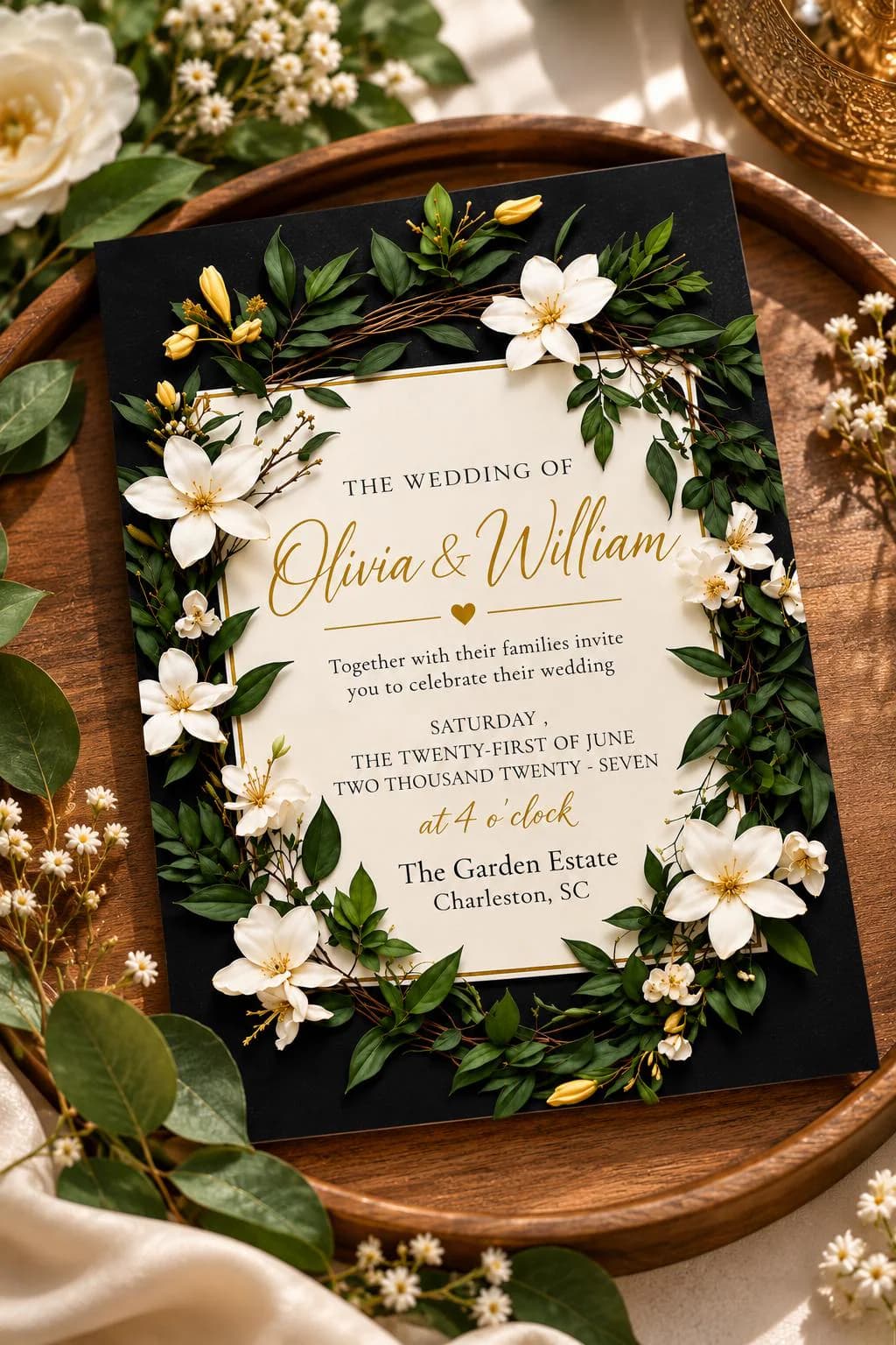 Handmade Floral Wedding Invitation Template, Editable Canva Printable - image 4
