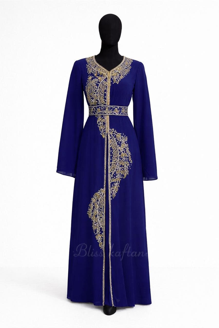 Handmade Beaded Kaftan: Georgette Abaya Dress with Hijab - image 4