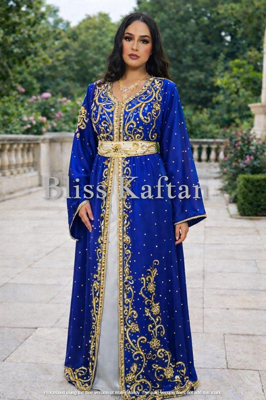 Handmade Beaded Kaftan: Elegant Georgette Abaya Dress with Hijab - image 4