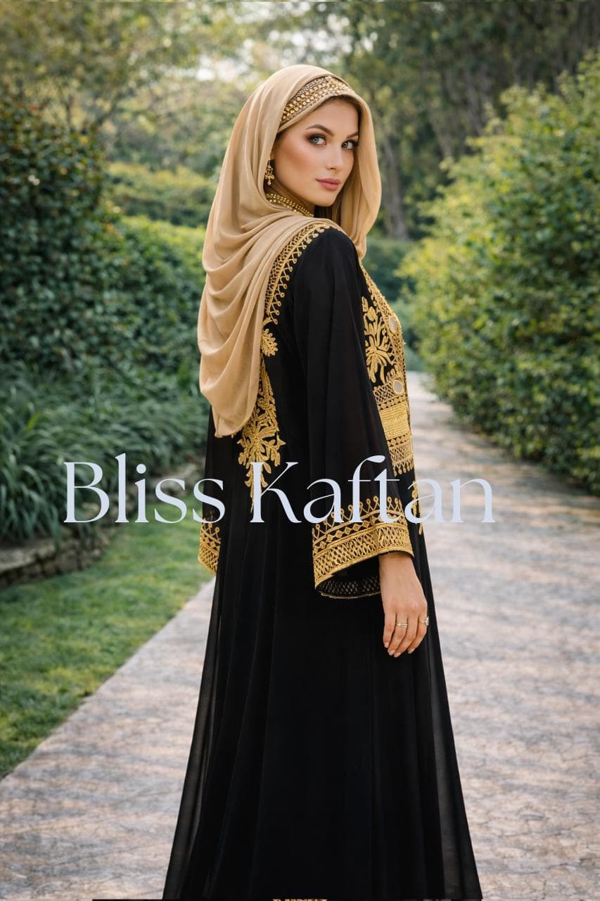 Handmade Beaded Moroccan Kaftan, Dubai Evening Dress - image 3