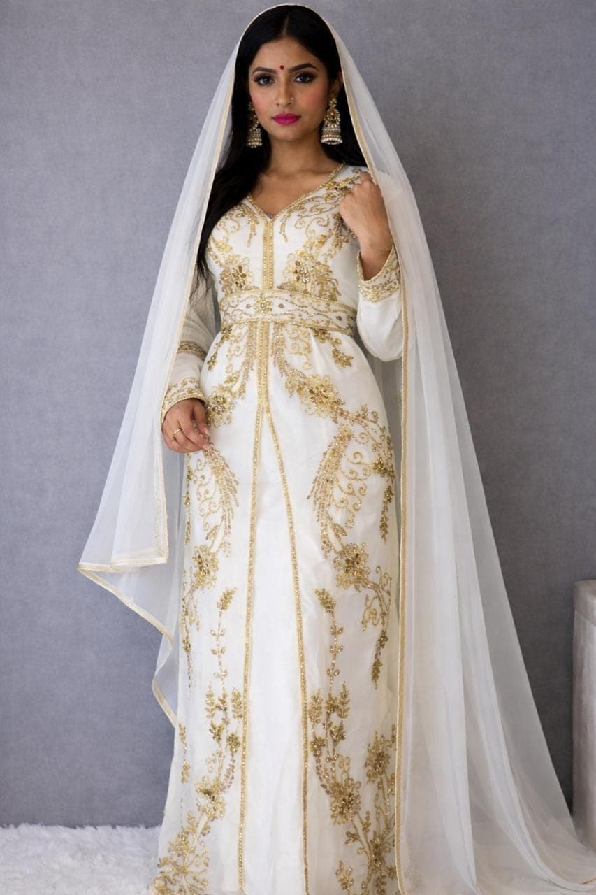 Luxury Handmade Beaded Kaftan Dress | Modest Elegant Maxi Gown Hand Embroidered Evening Wear - image 3