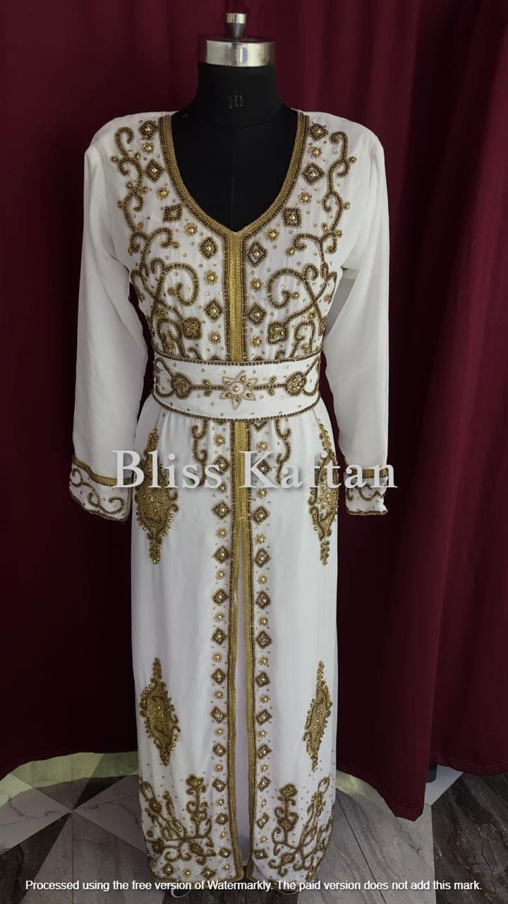 Elegant Beaded Georgette Kaftan – Flowing Party Wear Muslim Gown - image 4