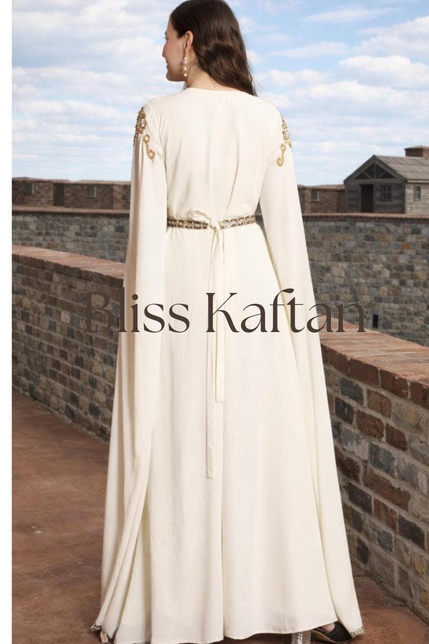 Ramadan Eid Beaded Kaftan Dress: Georgette Abaya with Hijab - image 5