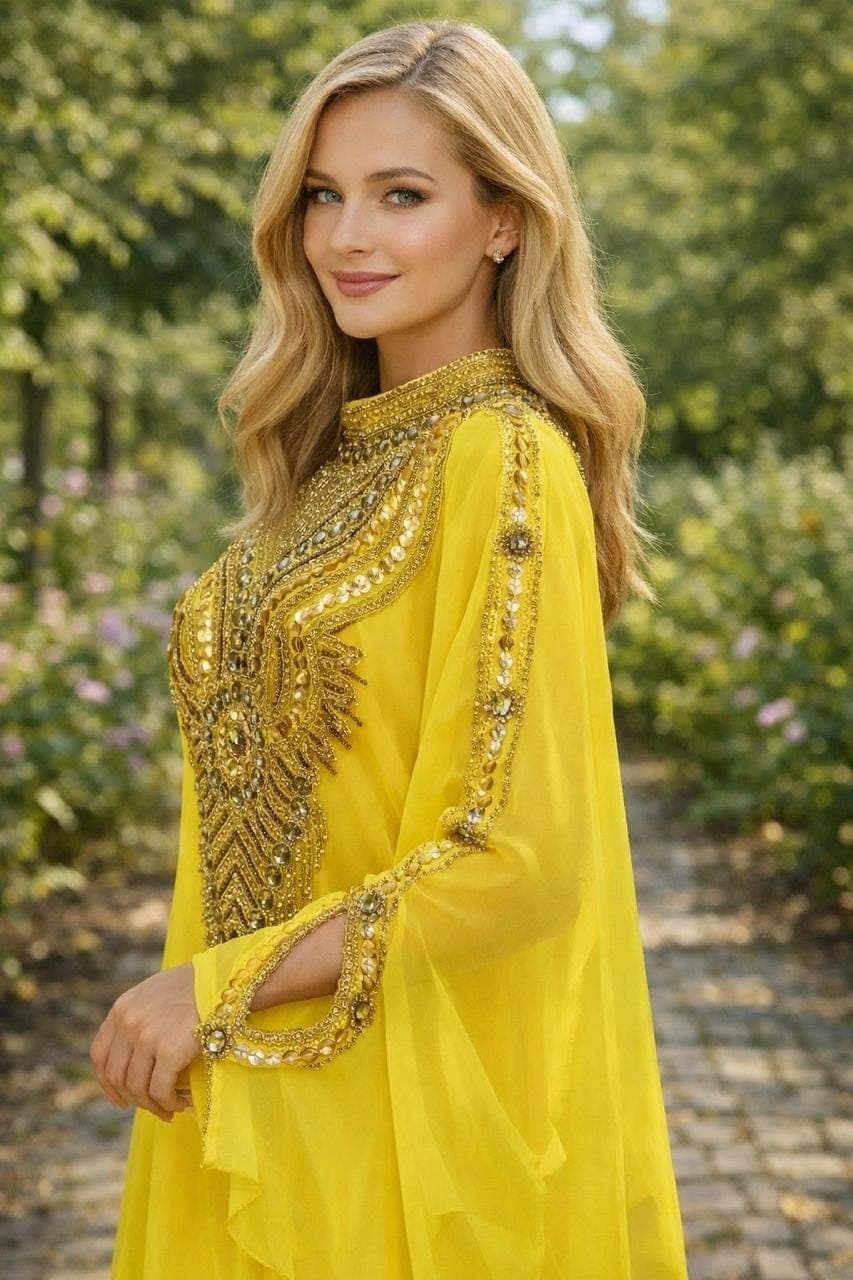 Handmade Beaded Kaftan Dress: Elegant African Attire with Hijab - image 5