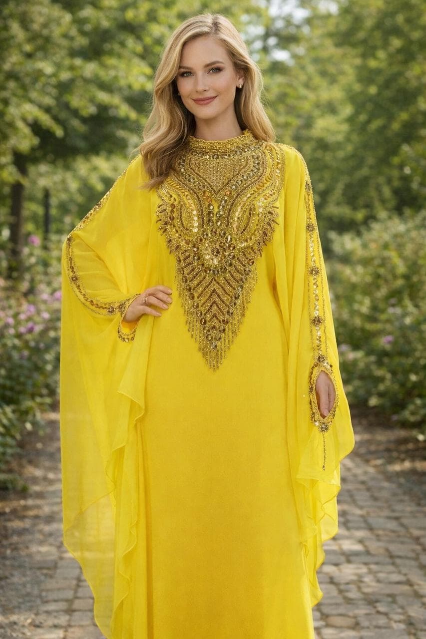 Handmade Beaded Kaftan Dress: Elegant African Attire with Hijab - image 4