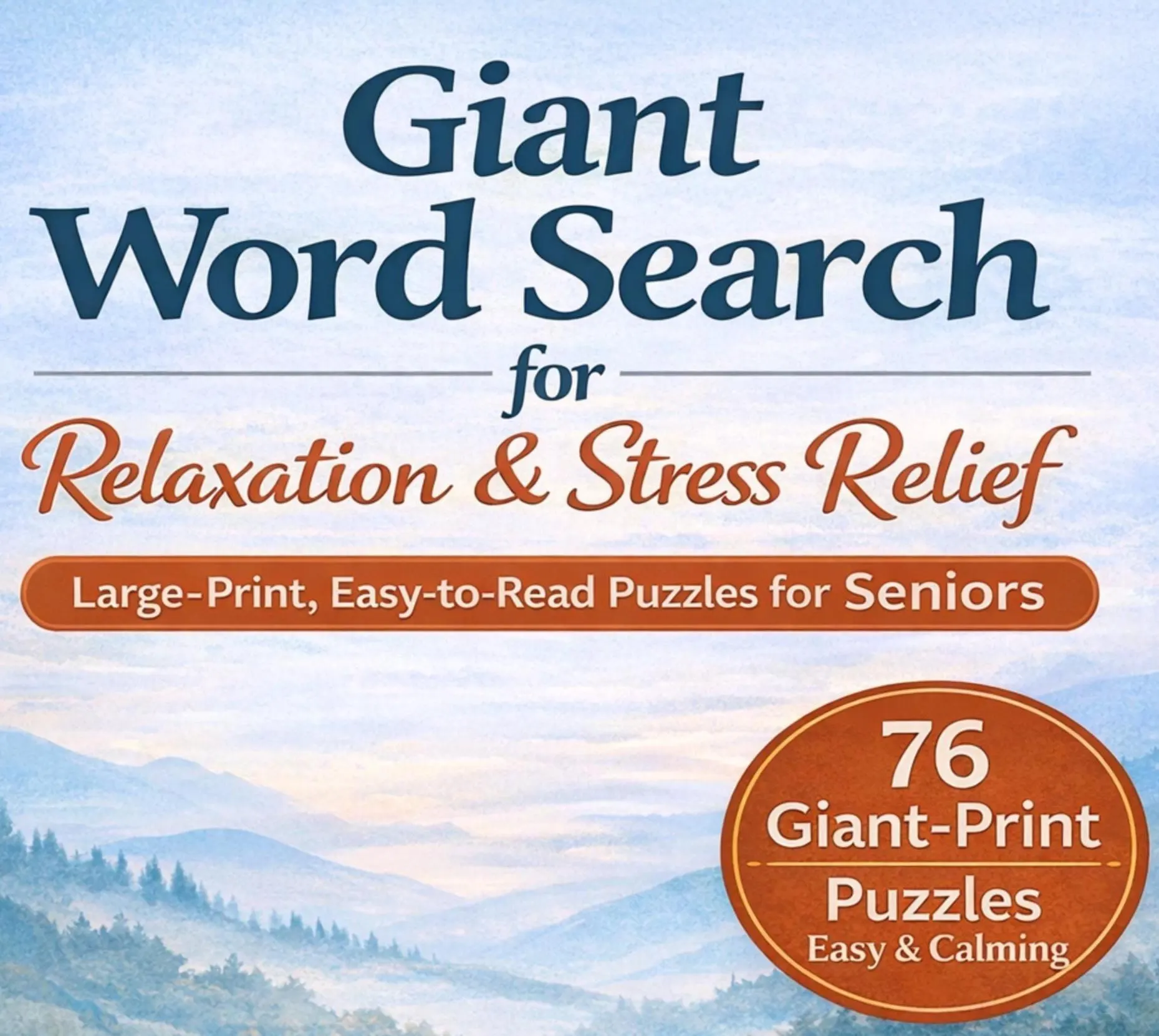 76 Giant Large Print Word Search for Seniors – Relaxation & Stress Relief | Easy Puzzles - Instant download