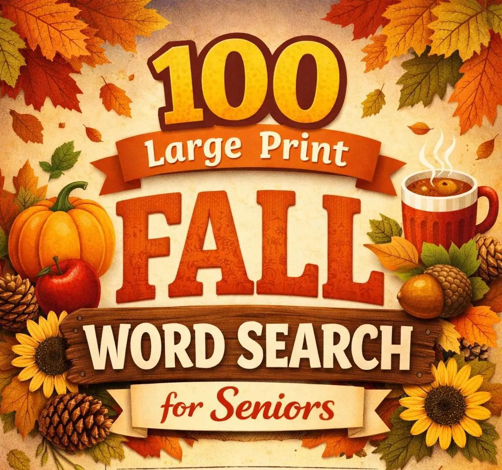 100 Fall Word Search for Seniors Large Print | Easy Autumn Puzzles | Senior Activities PDF | Instant download