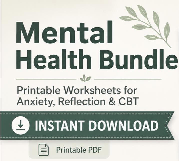 CBT Worksheets Printables| Anxiety Tracker & Journal Prompts | Mental Health Workbook Pdf | Therapy Tools |Thought Record | Instant Download