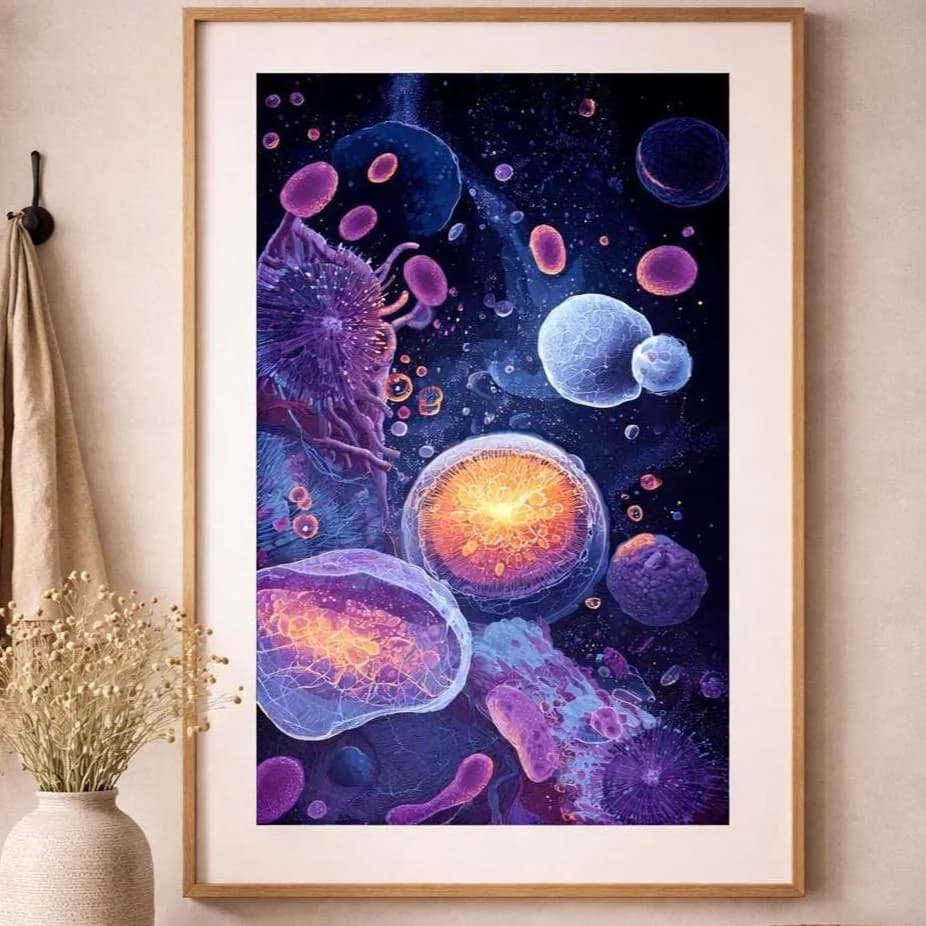 Cosmic Wall Art| Abstract Space Art Poster | Galaxy Microbiology Artwork | Modern Astronomy Decor |Digital