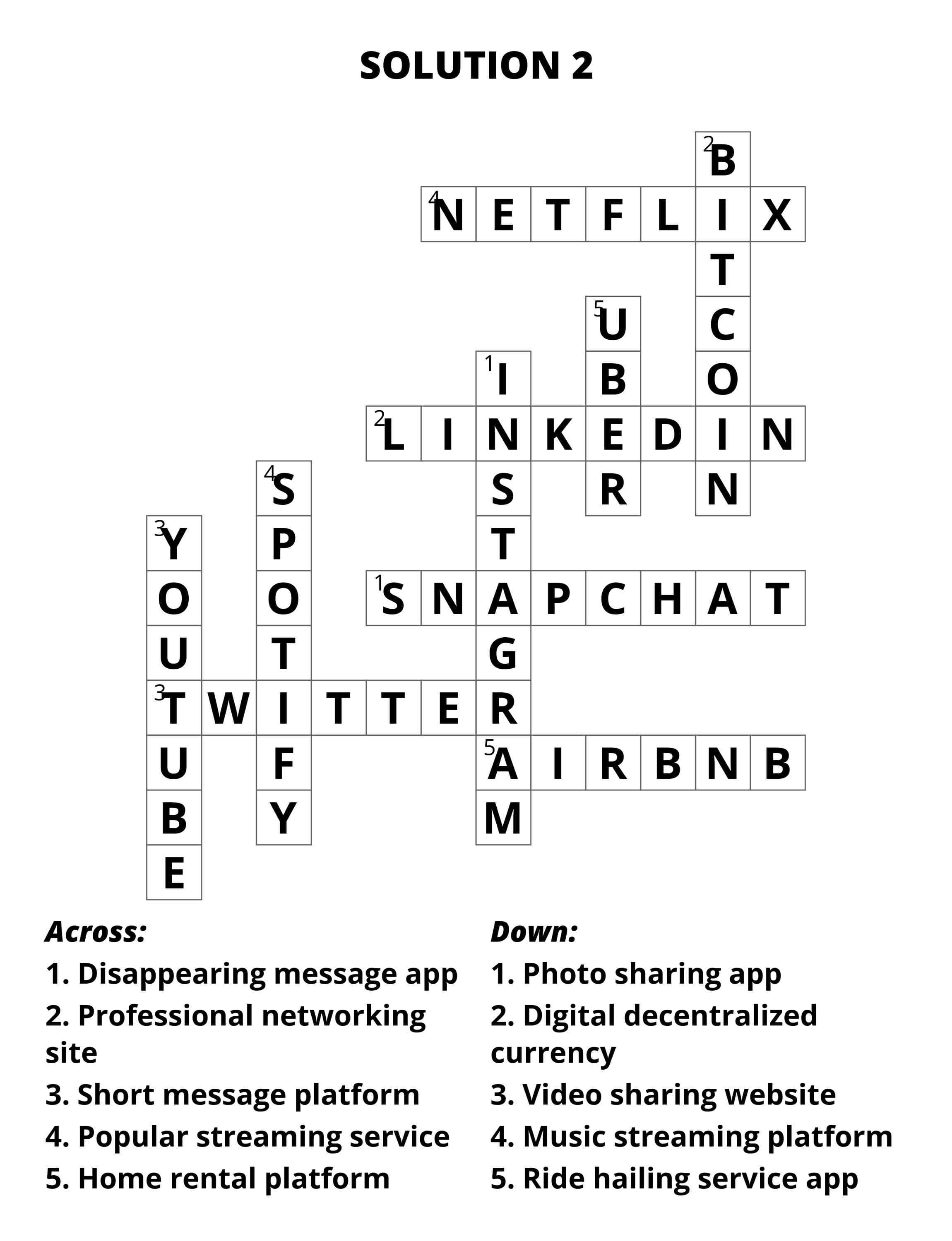 2010s Crossword Puzzle Printable – 60 Large Print Puzzles with Solutions – Nostalgia Brain Games for Adults & Seniors - Instant download - image 5