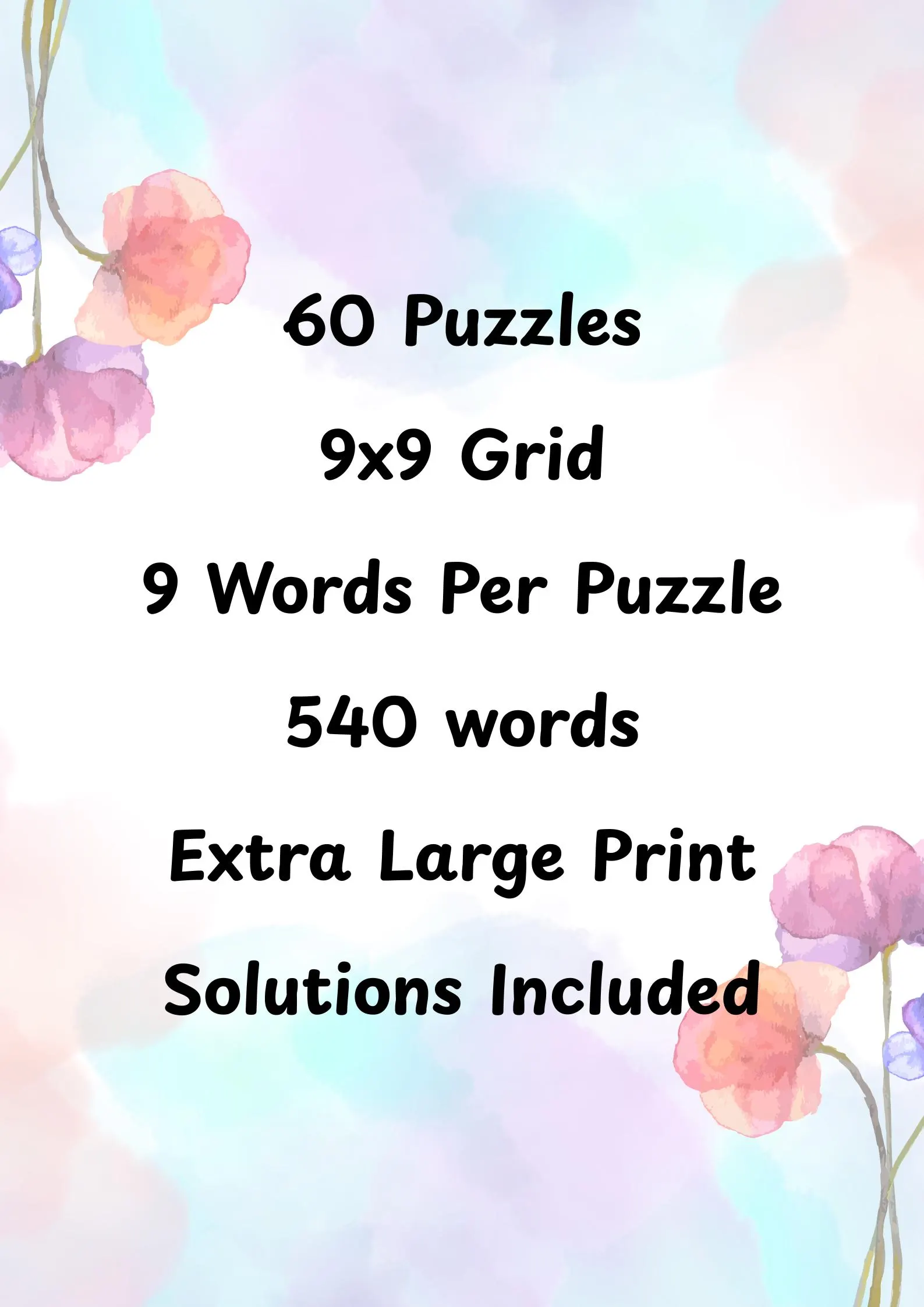 60 Easy Word Search for Seniors Large Print | 9x9 Grid No Diagonal Puzzles | Easy-to-Read |Instant Download - image 5