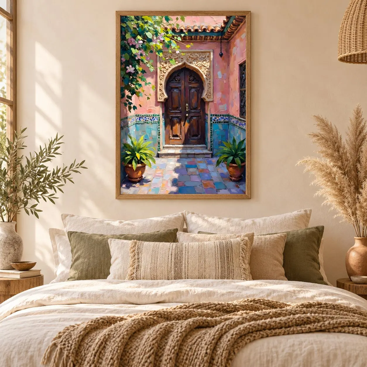Moroccan Door Wall Art Printable, Marrakech Riad Impasto Painting, Moroccan Architecture Print, Boho Travel Poster, Digital Download - image 5
