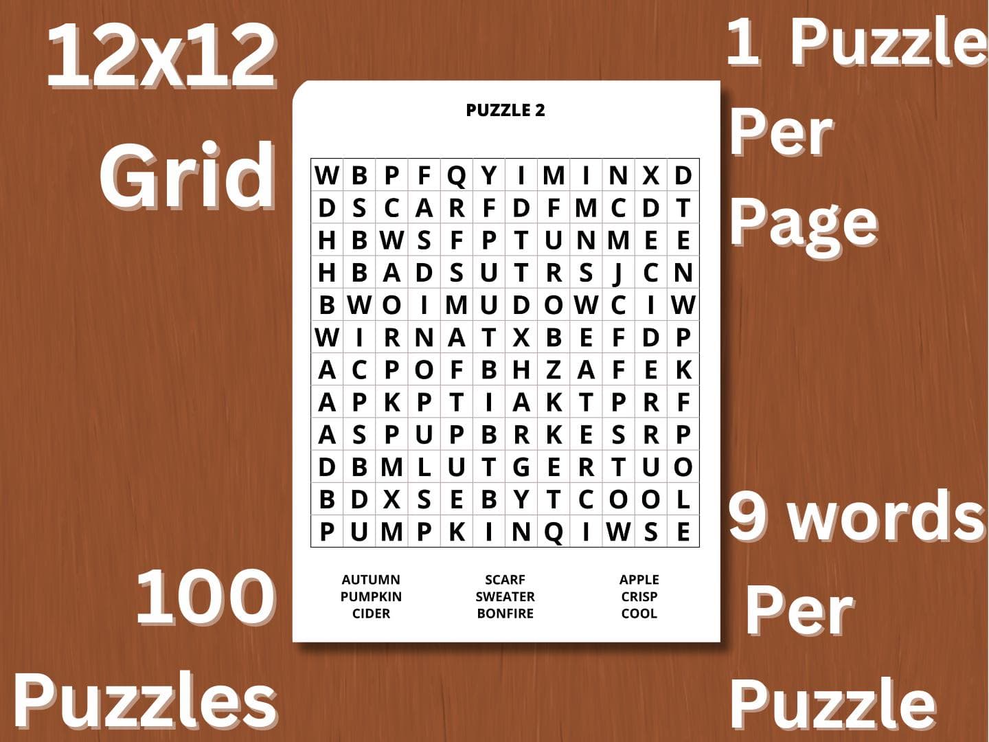 100 Fall Word Search for Seniors Large Print | Easy Autumn Puzzles | Senior Activities PDF | Instant download - image 5