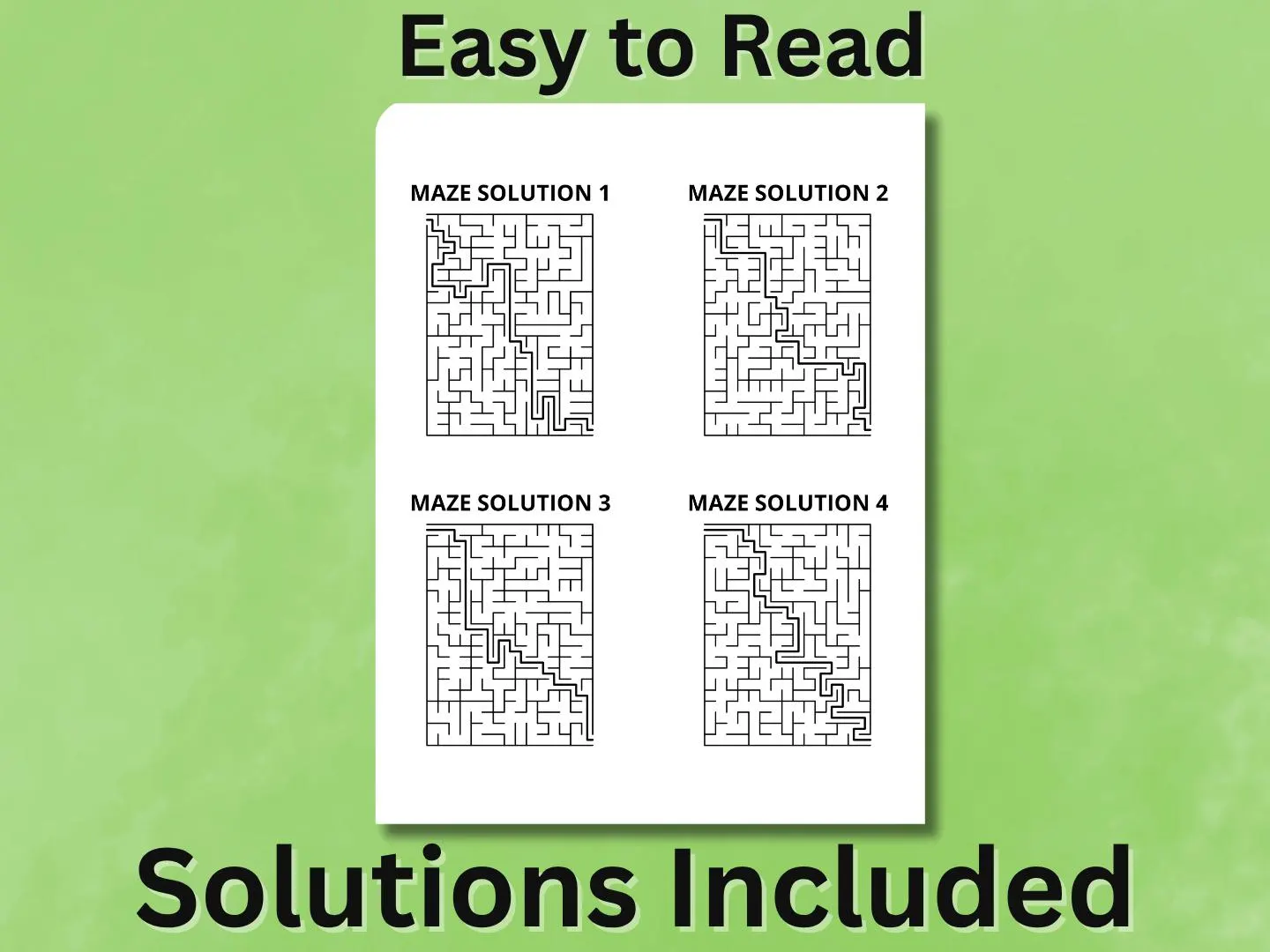 Printable Maze Book for Adults and Seniors | 100 Large Print Mazes | Rectangular & Circular Puzzles |Brain Games Gift | Instant download pdf - image 4