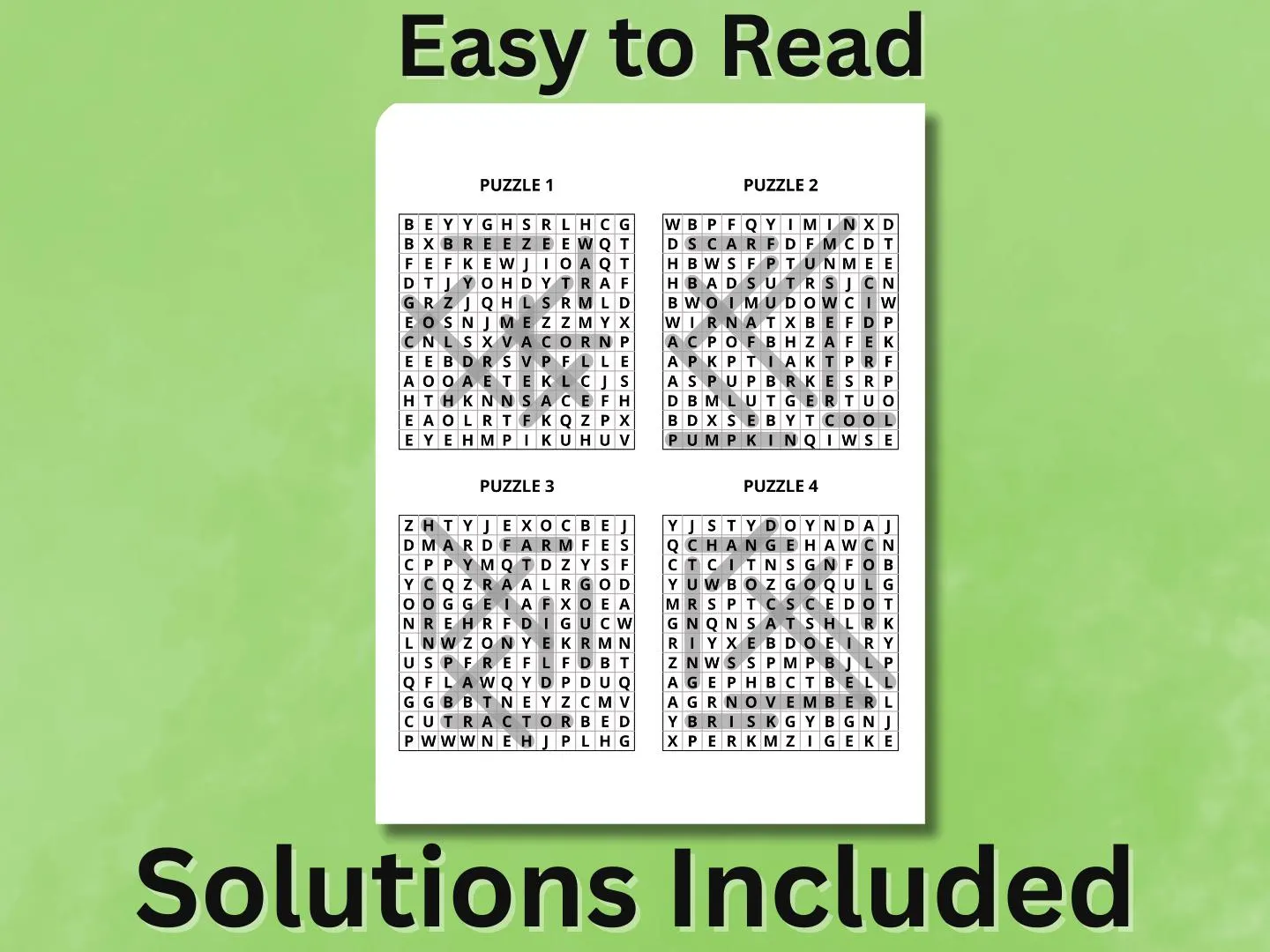 100 Fall Word Search for Seniors Large Print | Easy Autumn Puzzles | Senior Activities PDF | Instant download - image 4