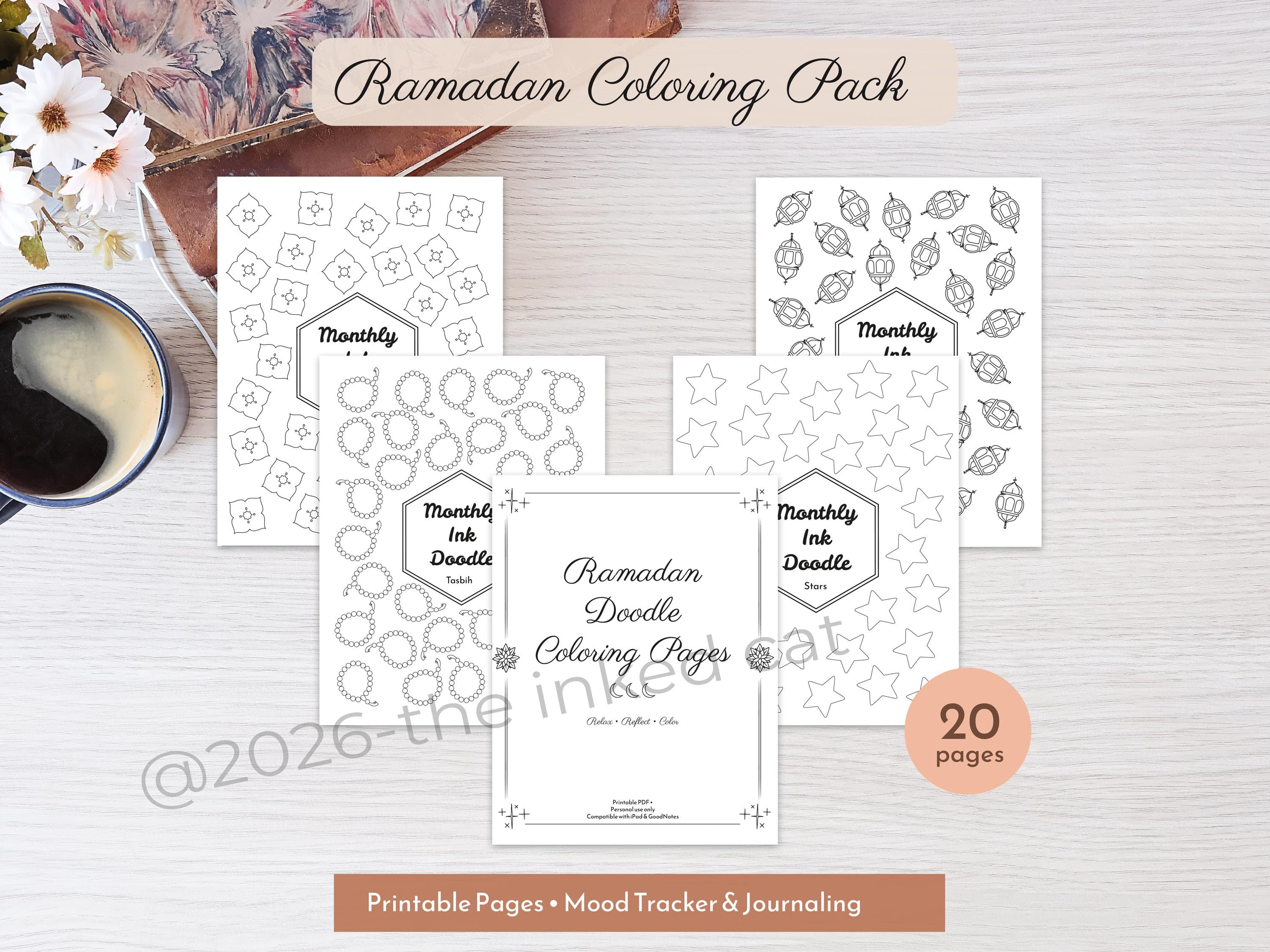 Ramadan Doodle Coloring Book | Islamic Coloring Pages Printable PDF-EN