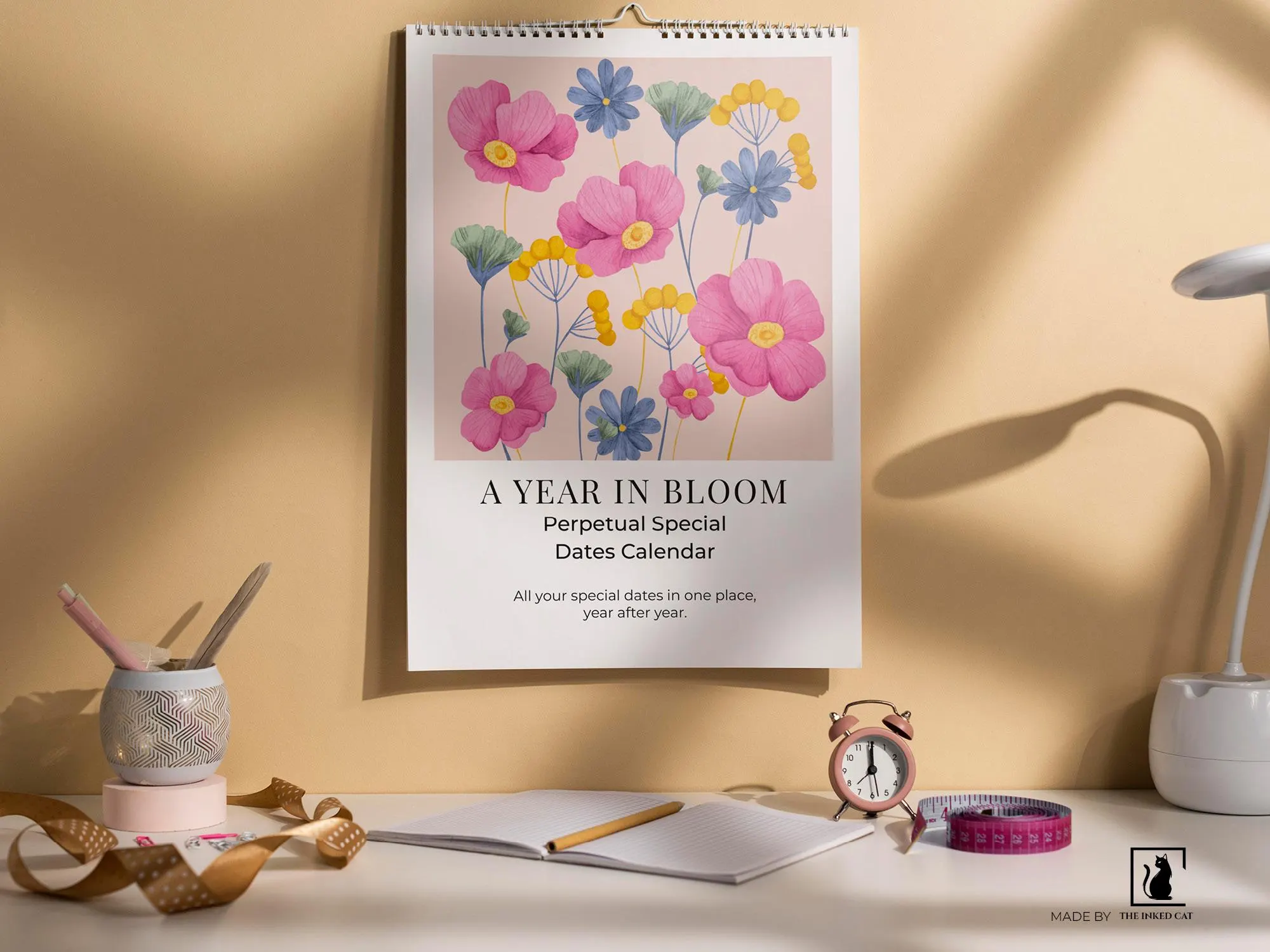 Perpetual Special Dates Calendar Printable | Floral Yearly Reminder | Digital Download - Letter - Tabloid -A4 - A3 - image 2