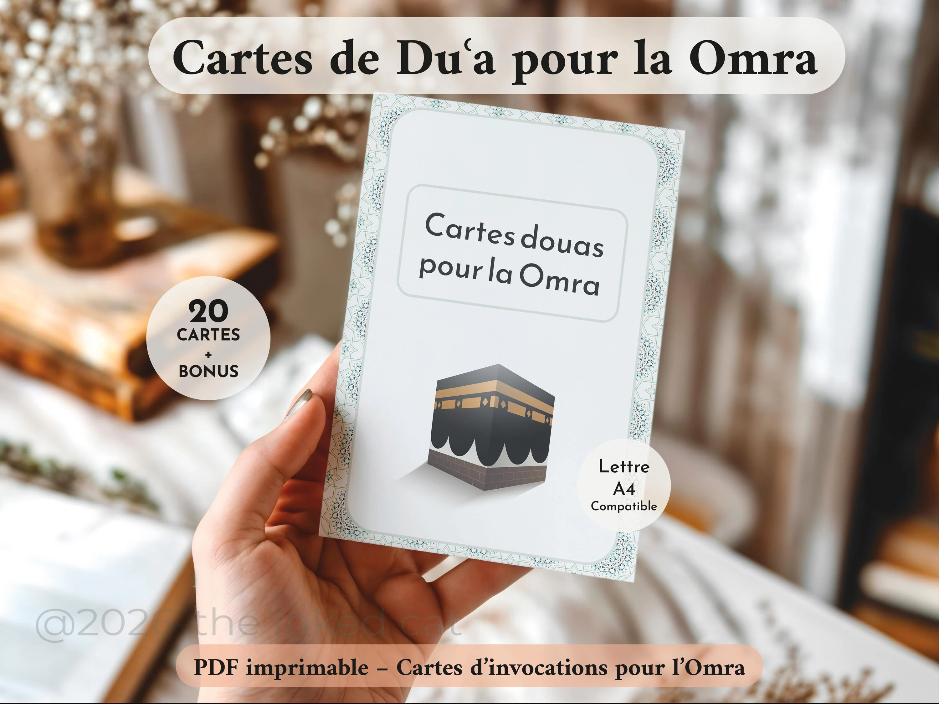 Umrah Dua Cards Printable French, Cartes Duʿa Omra Islamique, Islamic Dua Cards PDF, Large & Small Cards, Blank Cards Included