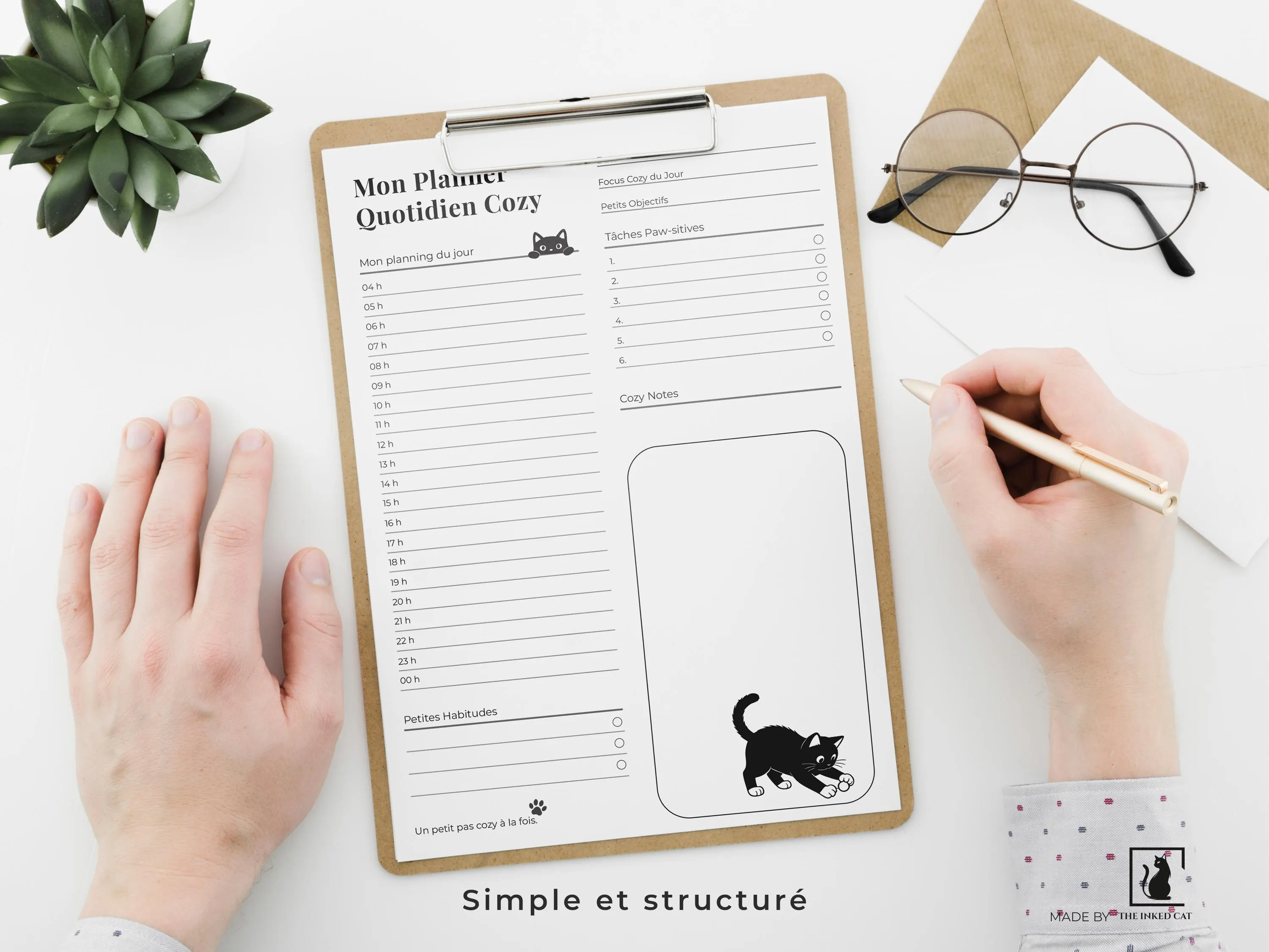 Planner Quotidien Imprimable, Planner Chat Mignon, Liste de Tâches PDF, Organisation Journée, Formats A4 A5 Lettre Demi-lettre - image 5