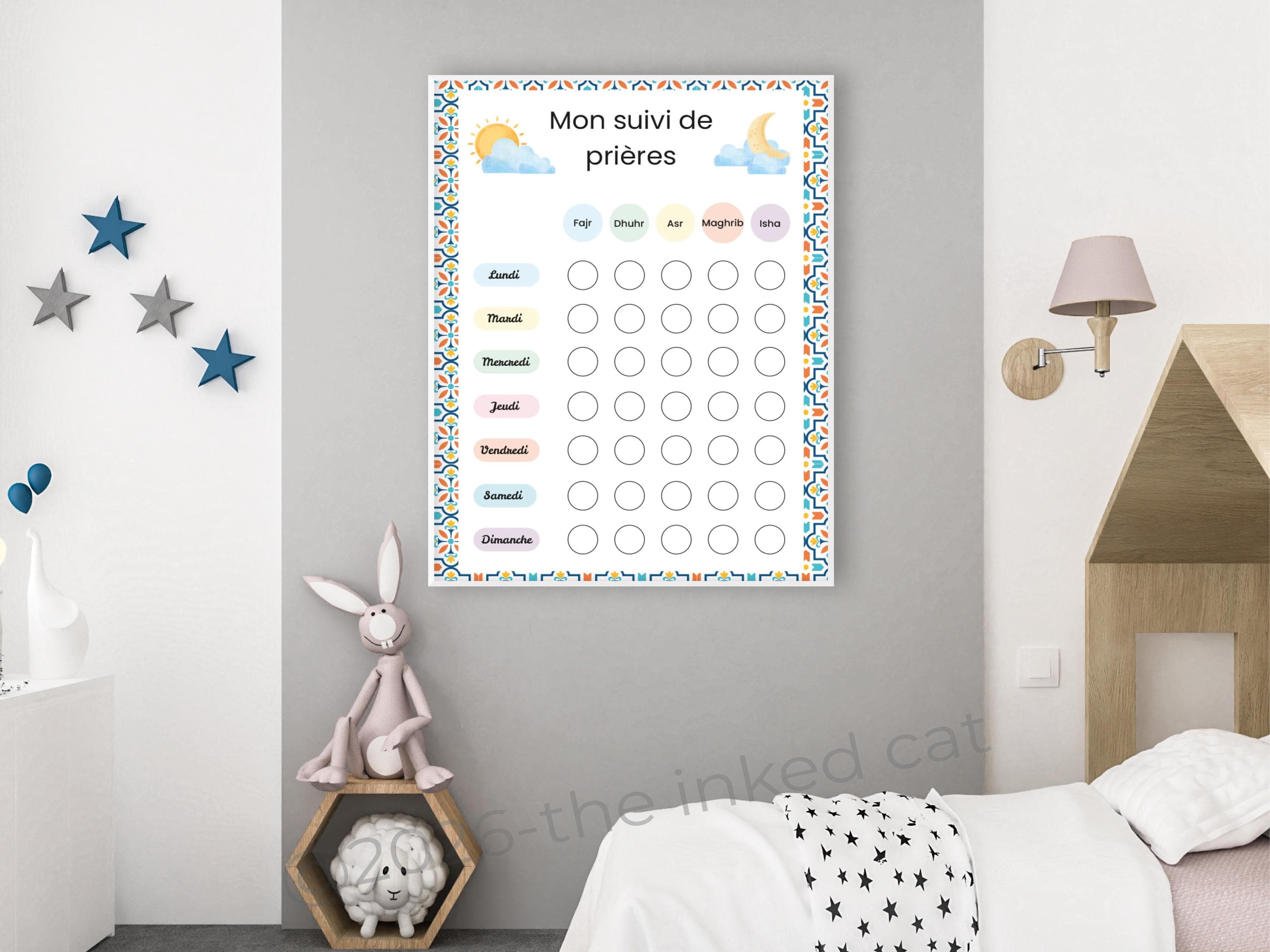 Salah Tracker Kids Printable French, Prayer Tracker for Kids, Islamic Salat Chart PDF, A4 Letter Tabloid, Ramadan Placemat Bonus - image 4