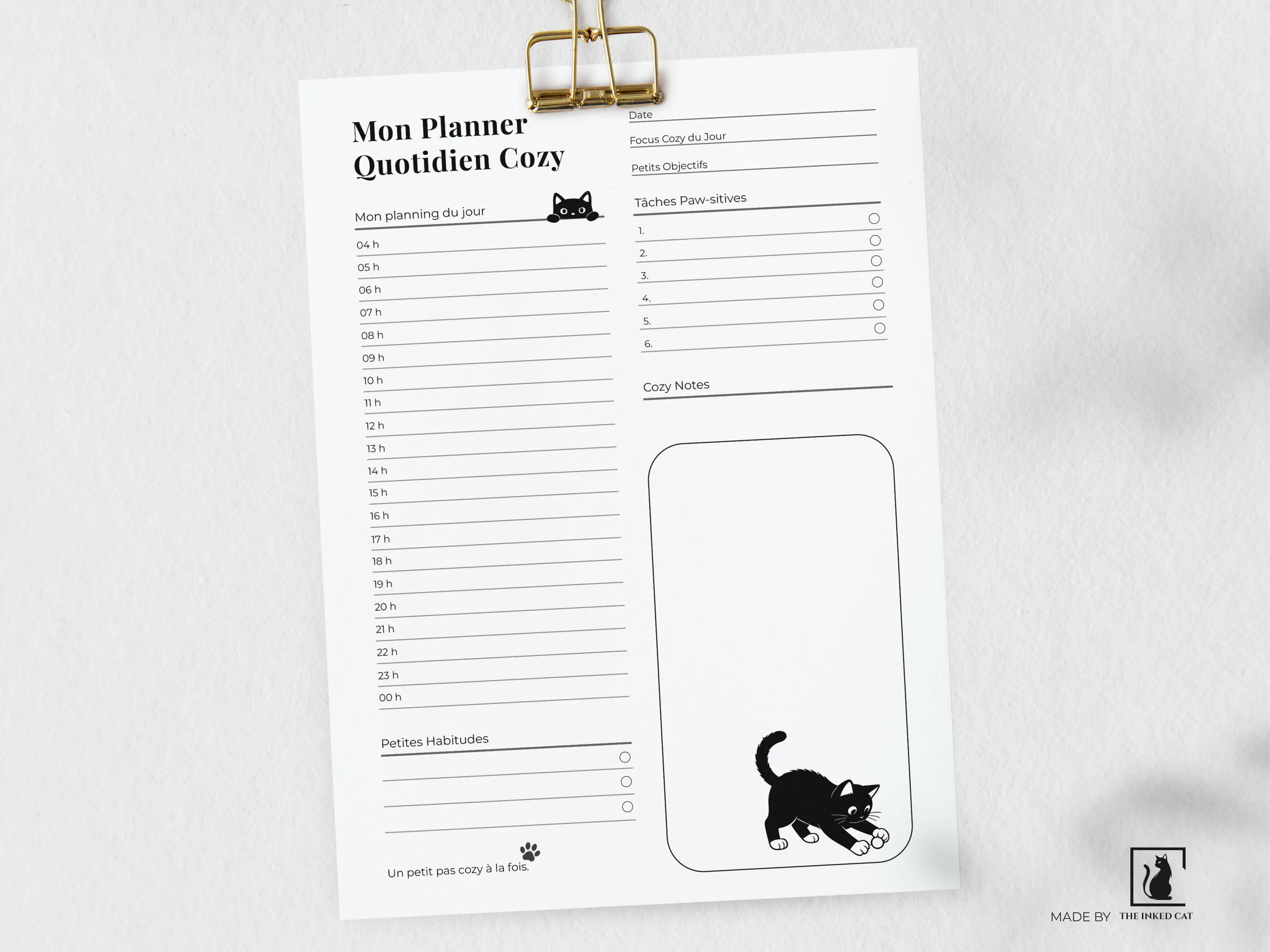 Planner Quotidien Imprimable, Planner Chat Mignon, Liste de Tâches PDF, Organisation Journée, Formats A4 A5 Lettre Demi-lettre - image 4