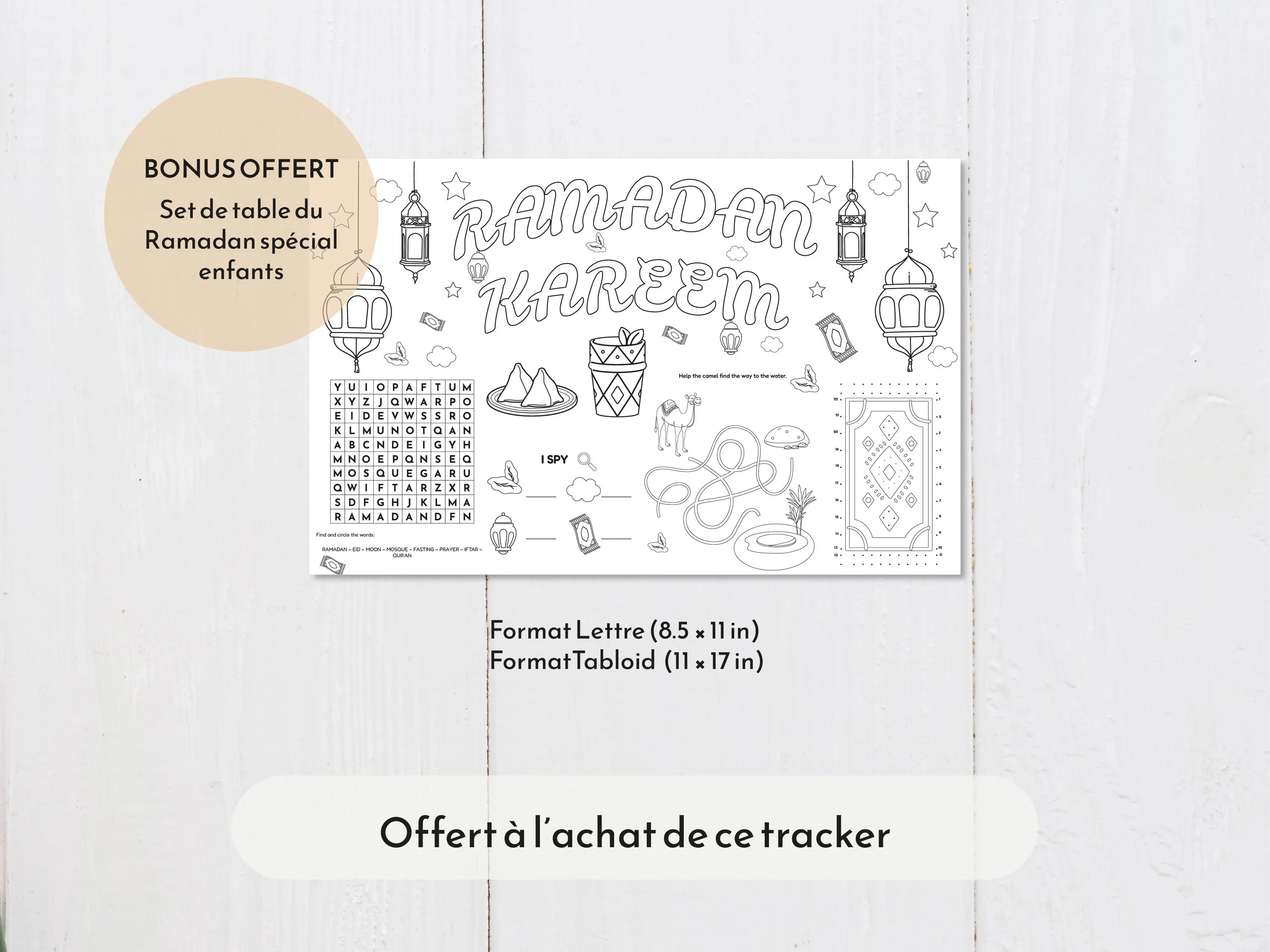 Salah Tracker Kids Printable French, Prayer Tracker for Kids, Islamic Salat Chart PDF, A4 Letter Tabloid, Ramadan Placemat Bonus - image 5
