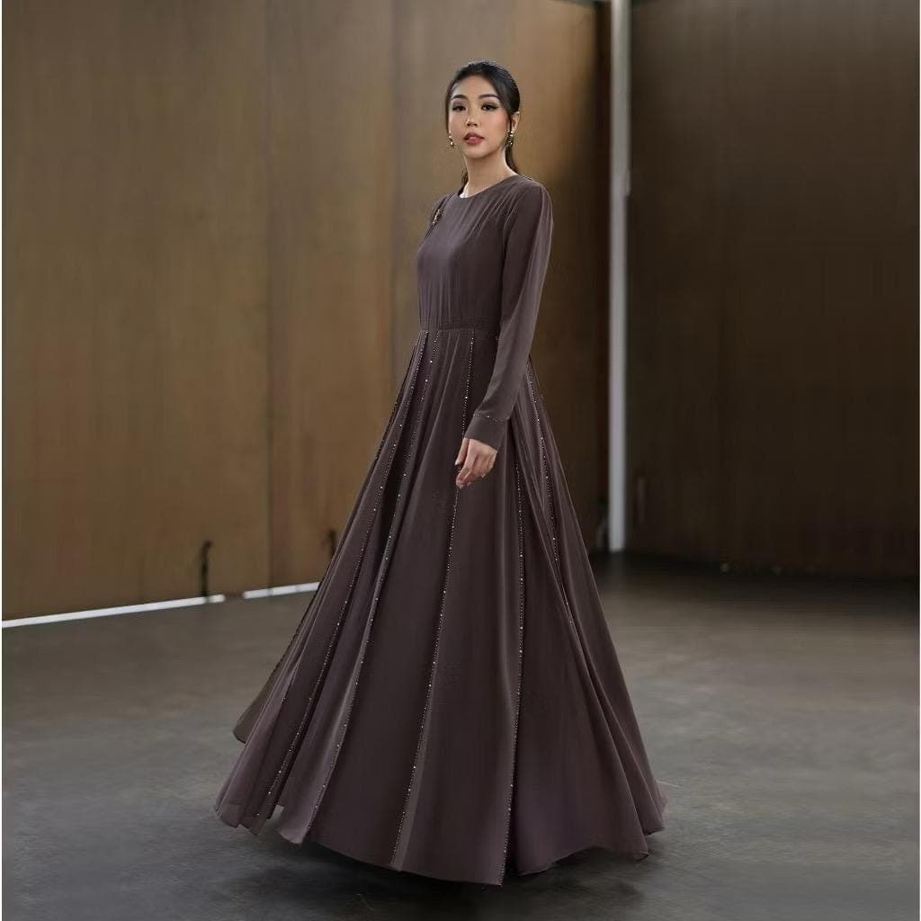 Indica Beaded Maxi Dress – Luxury Chiffon Abaya for Eid Formal Gown - image 5