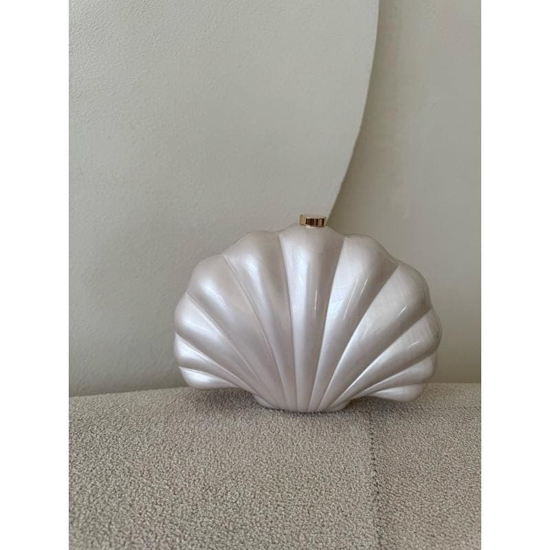 Seashell Clutch Bag, Marble Acrylic Evening Purse, Statement Handbag with Chain Strap - image 5