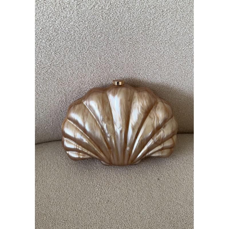 Seashell Clutch Bag, Marble Acrylic Evening Purse, Statement Handbag with Chain Strap - image 3