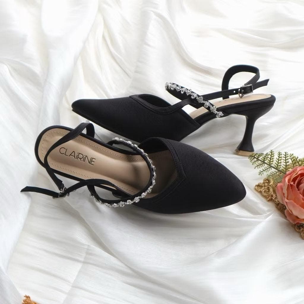 Madeline Pumps – Elegant Pointed Toe Heels, Black Ivory Wedding Shoes - image 5