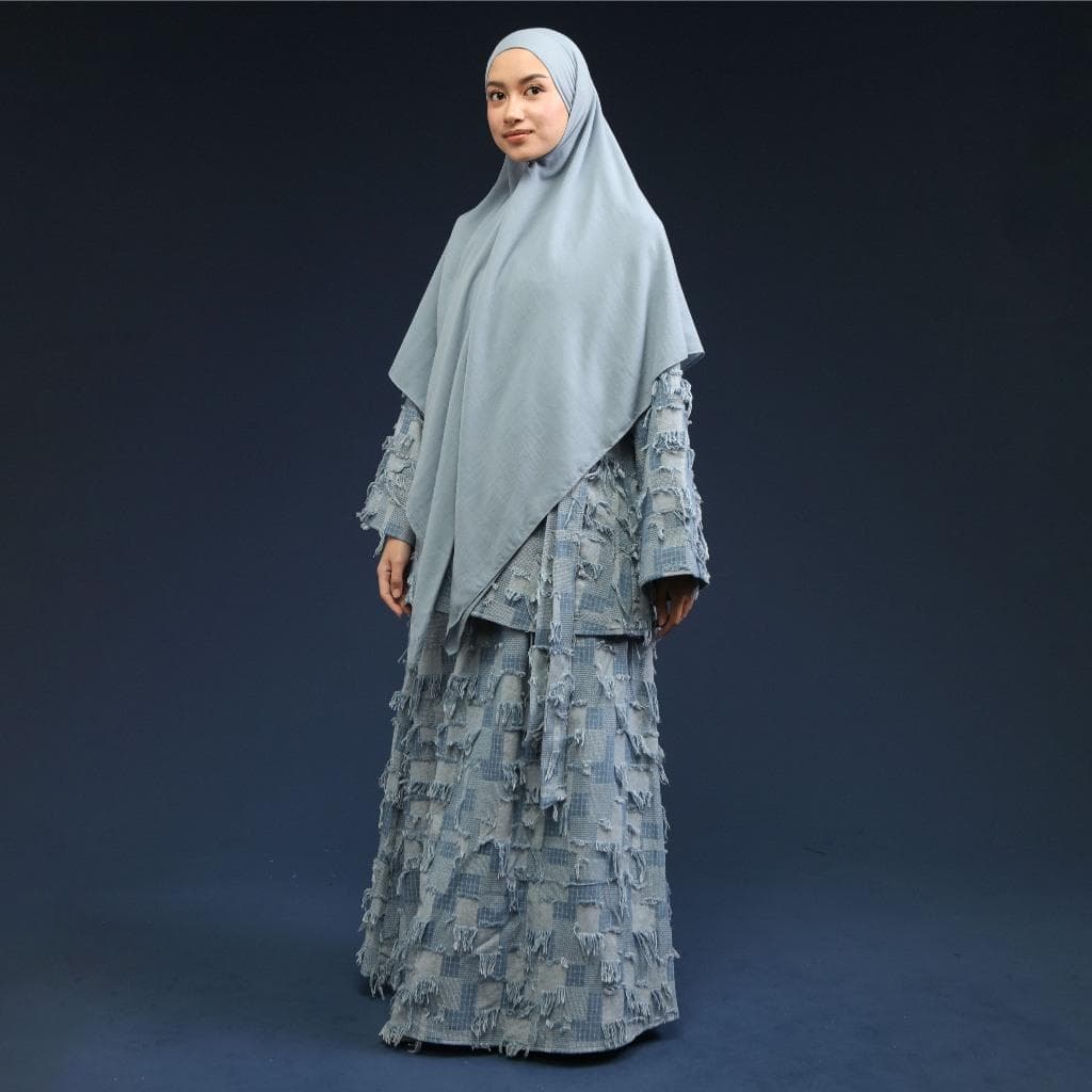 Cotton Denim Two Piece Set, Loose Blouse Long Skirt, Modest Elegant Outfit