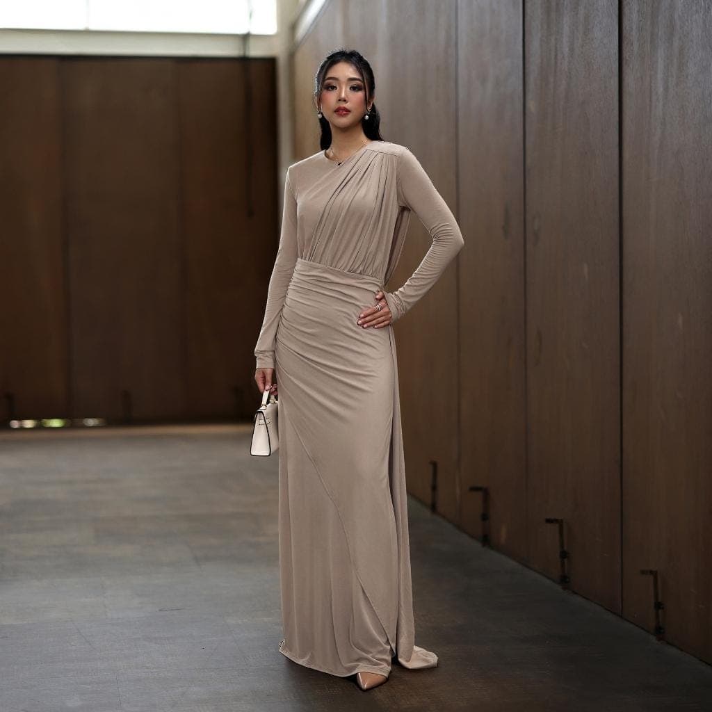 Luxury Cotton Viscose Maxi Dress, Soft Stretch, Wrinkle-Free, Elegant Eid Outfit