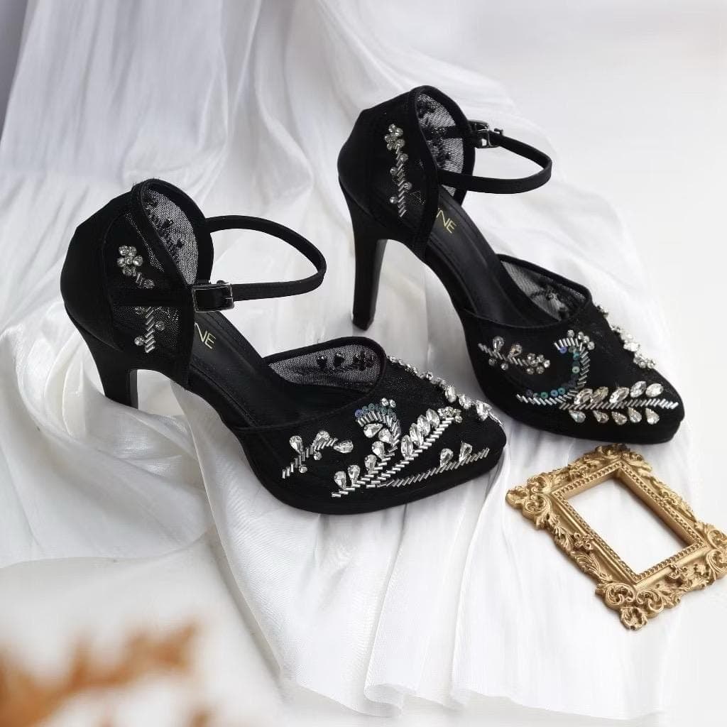 Raisa Stiletto Heels – 10cm Pointed Toe Bridal Wedding Shoes (Black, Ivory) - image 3