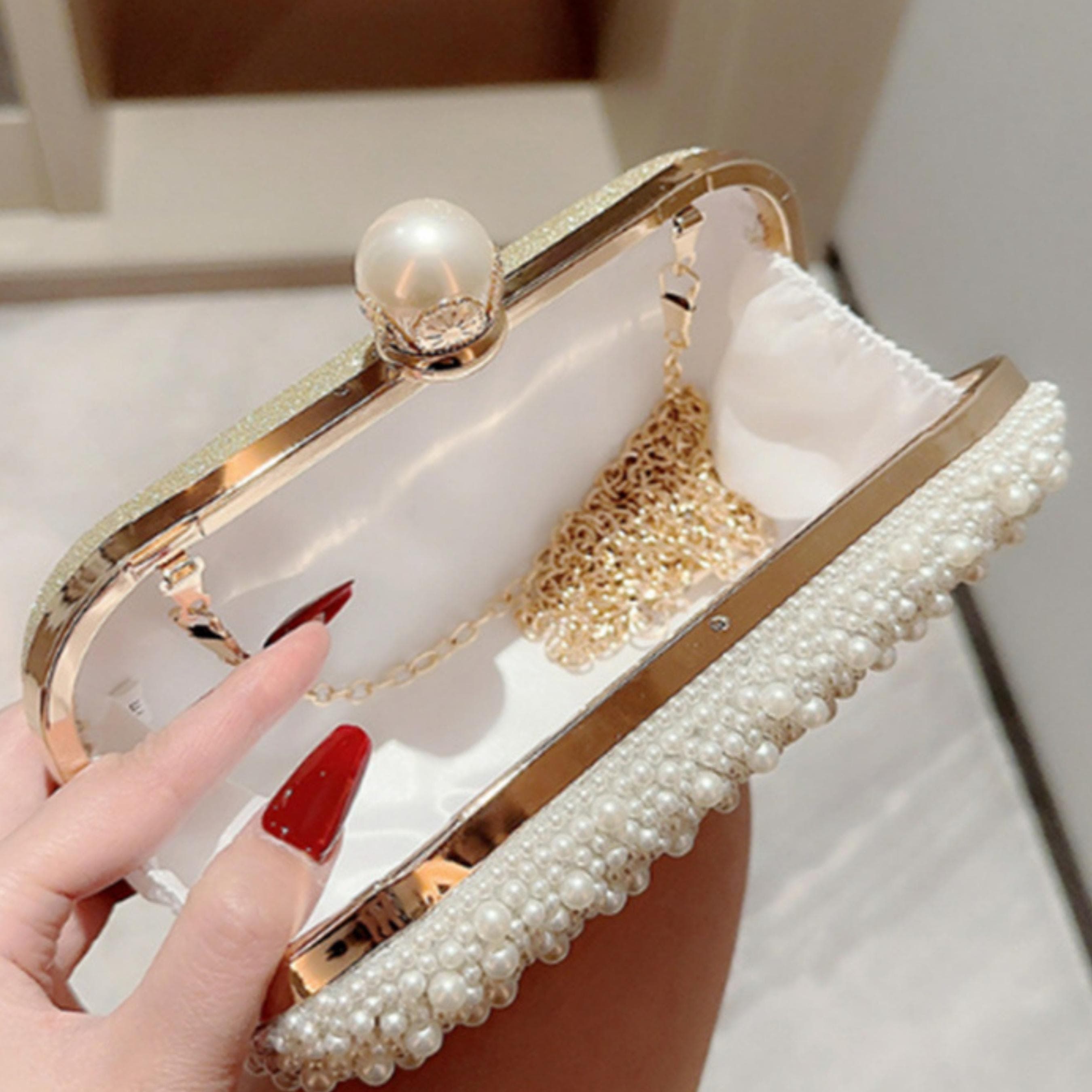 Pearly Beaded Clutch Evening Bag, Bridal Wedding Party Purse, Gift for her - image 5