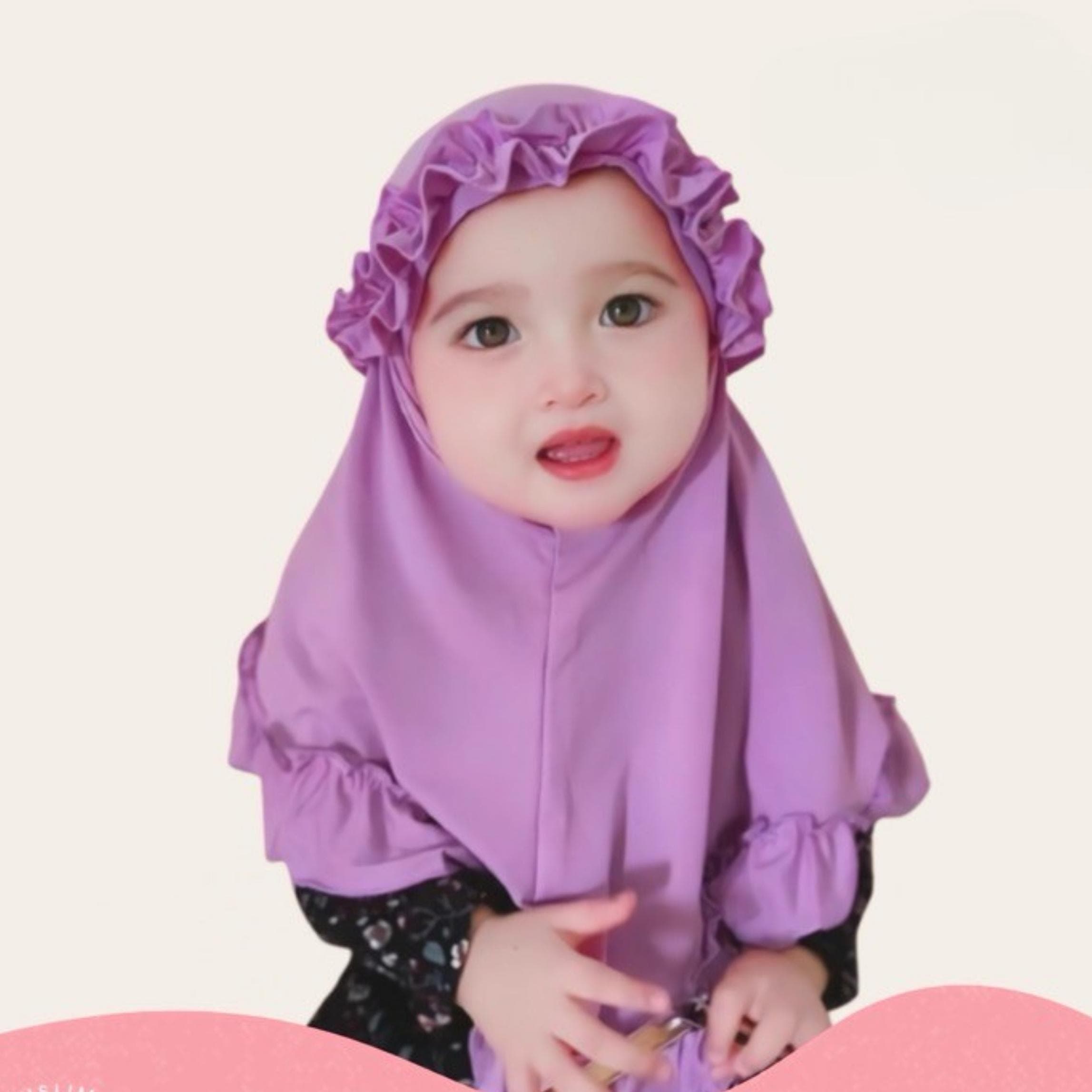 Ruffled Baby Hijab – Soft Spandex Balloon, Breathable, 0–18 Months - image 3