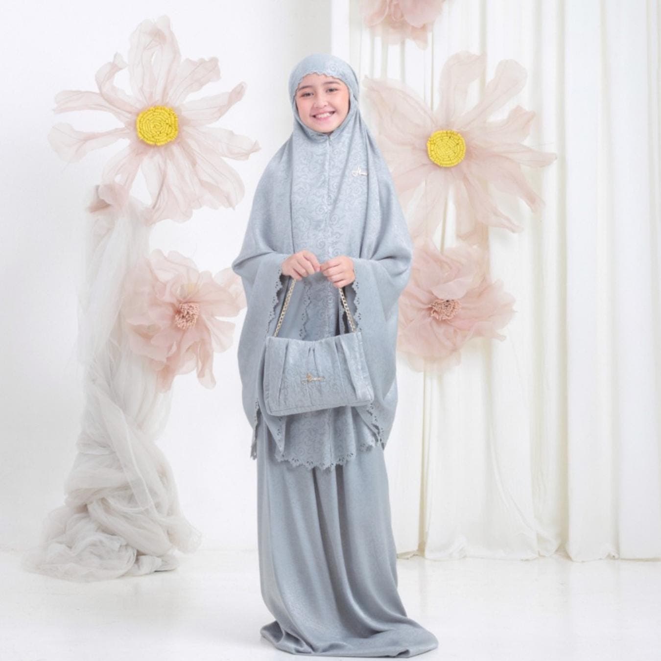 Emboss Silk Prayer Set with Laser Cut & Elegant Clutch Bag for Kids, Handmade Indonesia - image 5