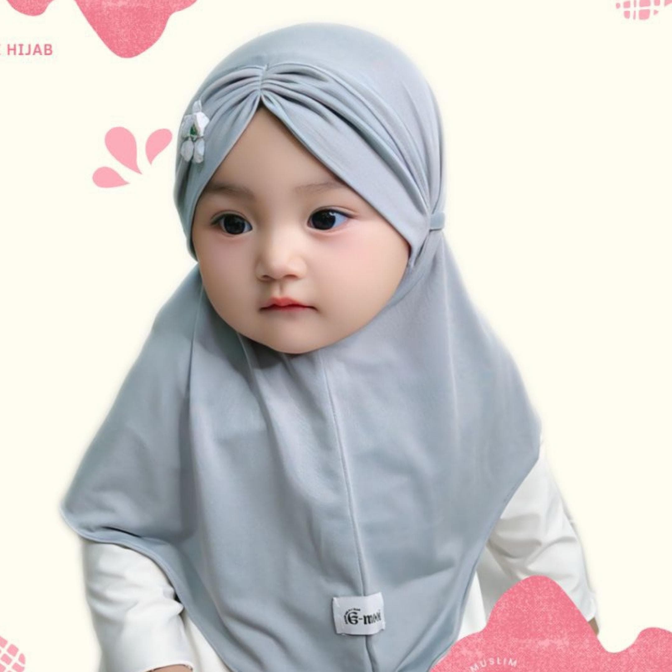 Baby Toddler Hijab – Spandex, Soft Pad, Sakura Pearl Detail Muslim Headscarf - image 3